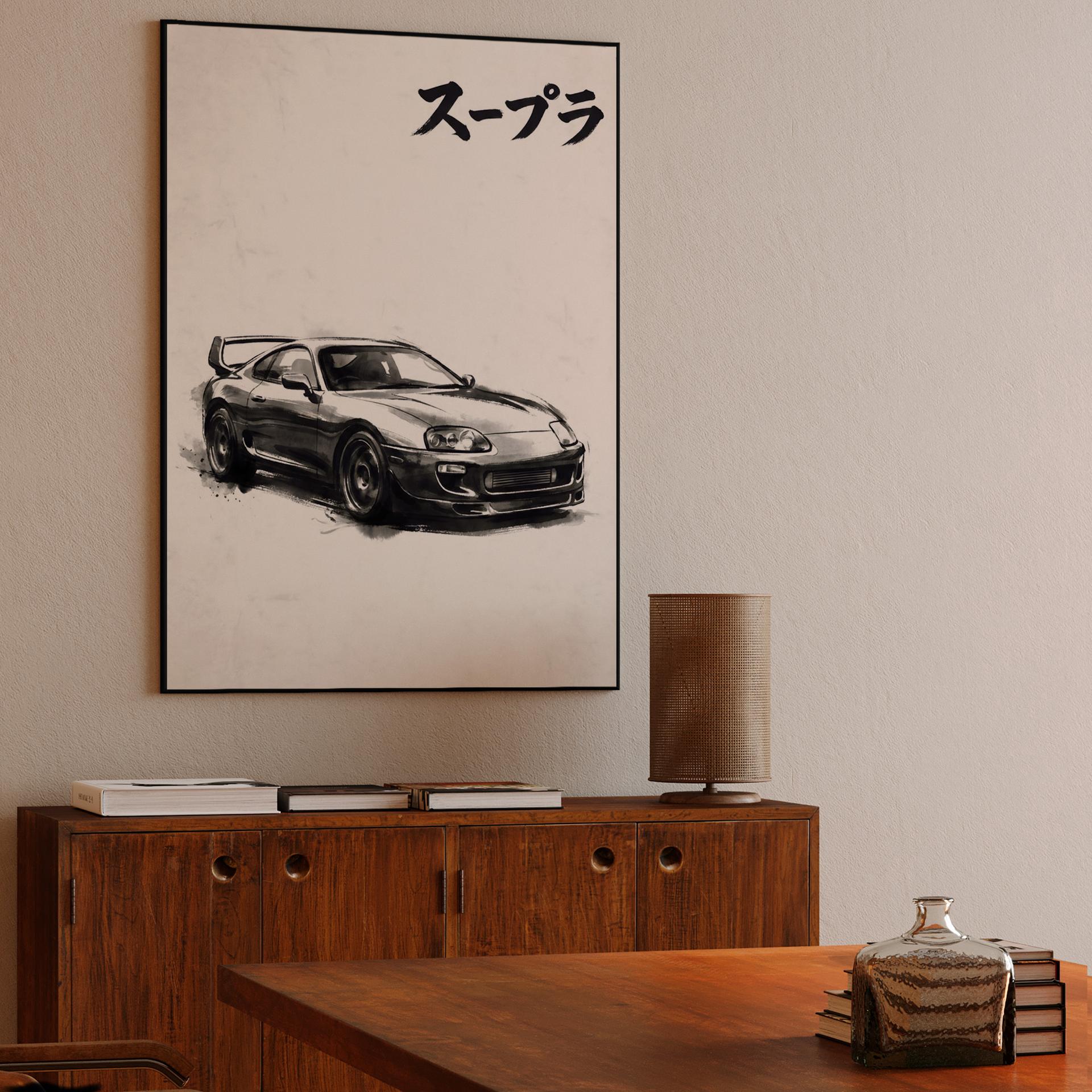 Toyota Supra A80 Sumi-e Ink Illustration