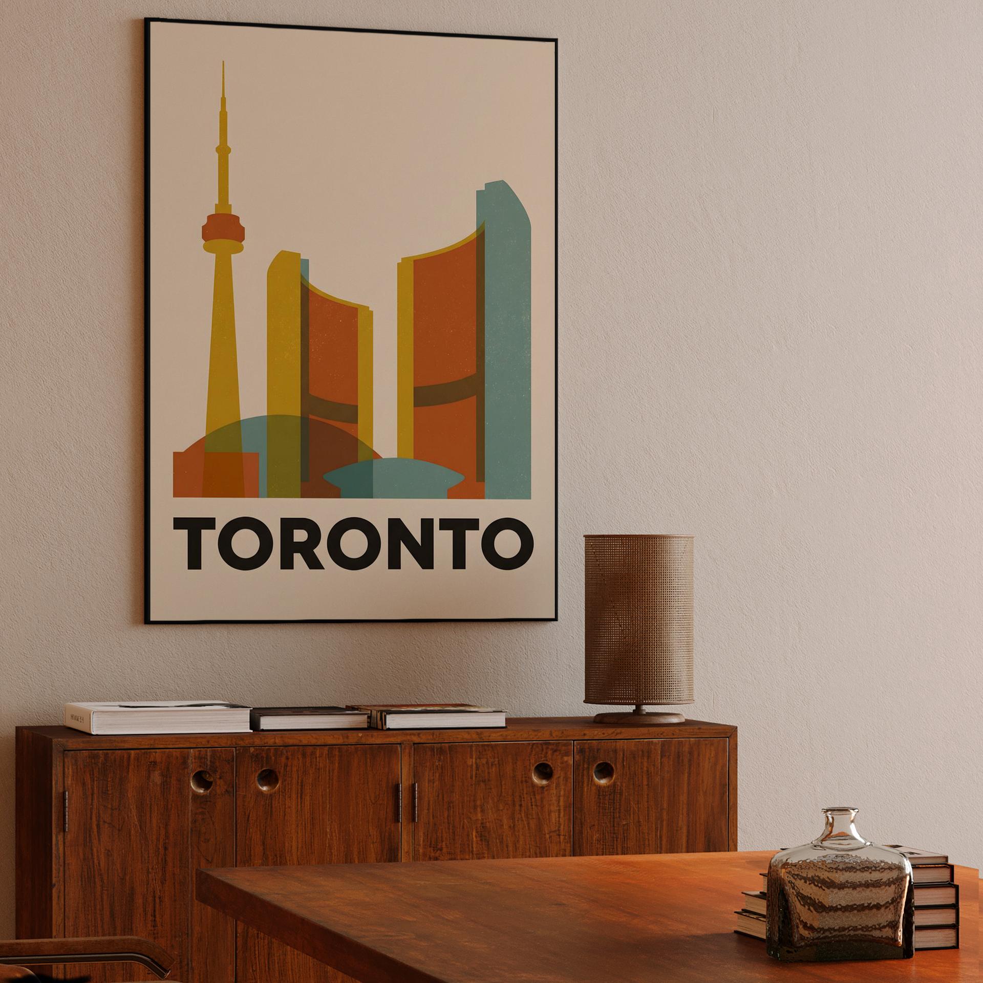 Minimalist Toronto Skyline Retro Poster