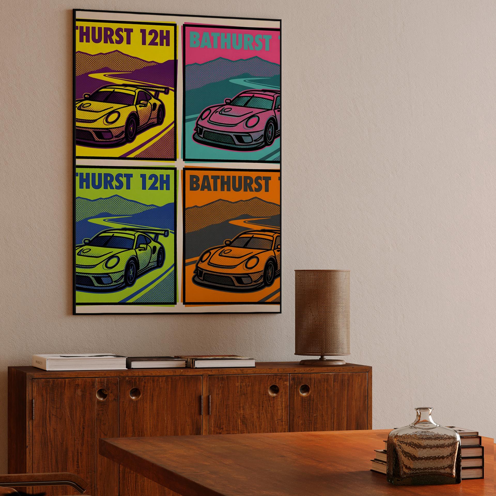 Bathurst 12h Pop Art Grid: Porsche 911 at Mount Panorama