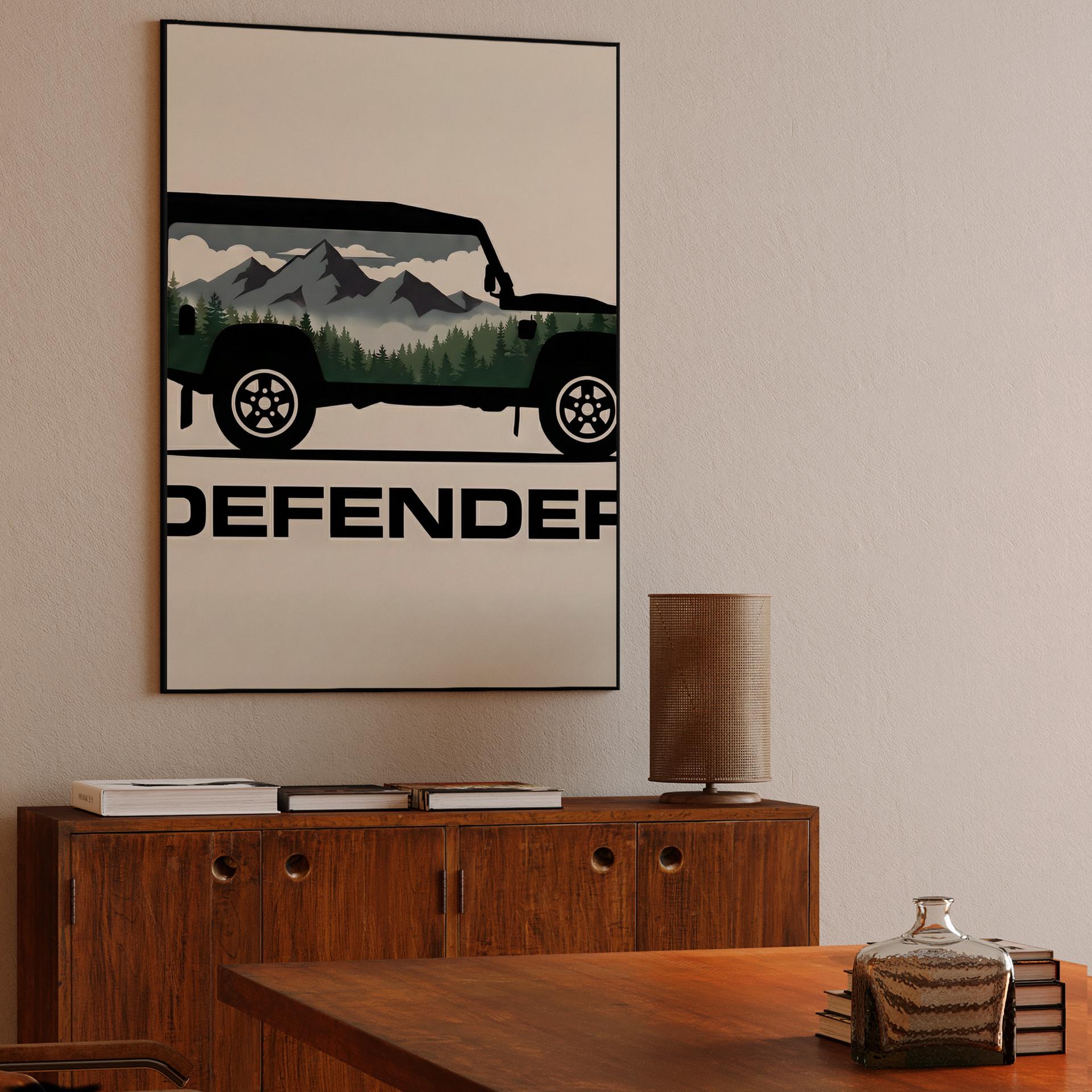 Land Rover Defender 90 Mountain Double Exposure Silhouette