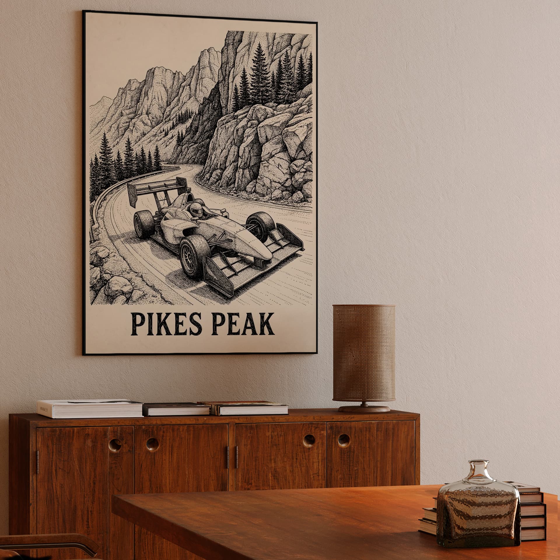 Pikes Peak Open-Wheel Hill Climb Pen and Ink Art