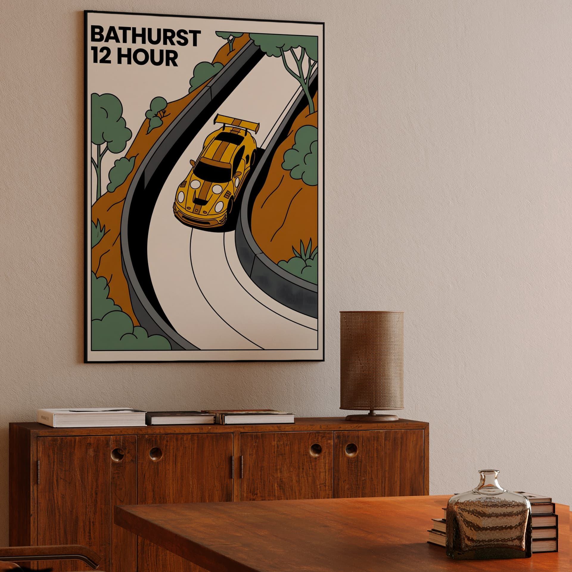 Bathurst 12 Hour Mount Panorama Porsche Ligne Claire Poster