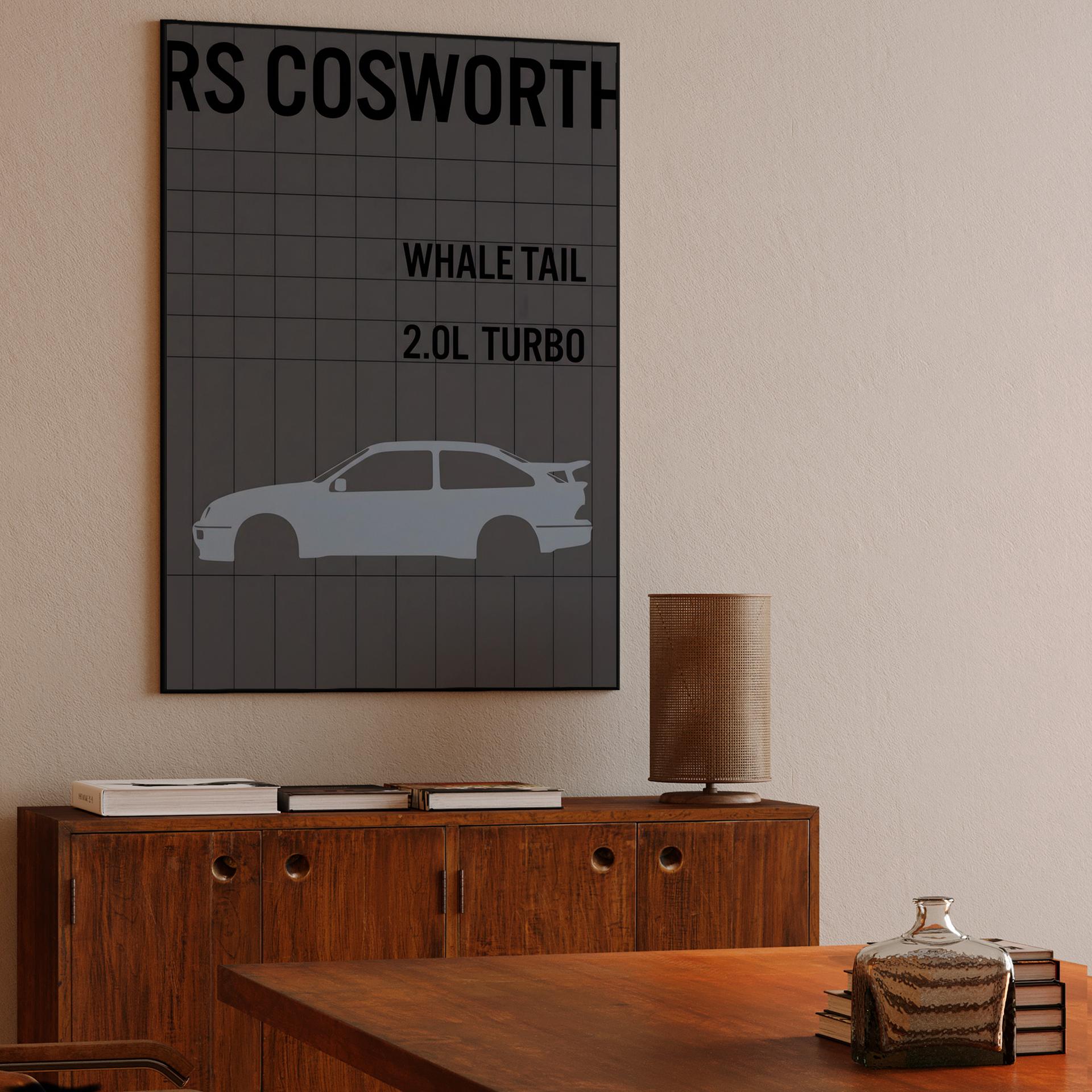Ford Sierra RS Cosworth Whale Tail Technical Graphic