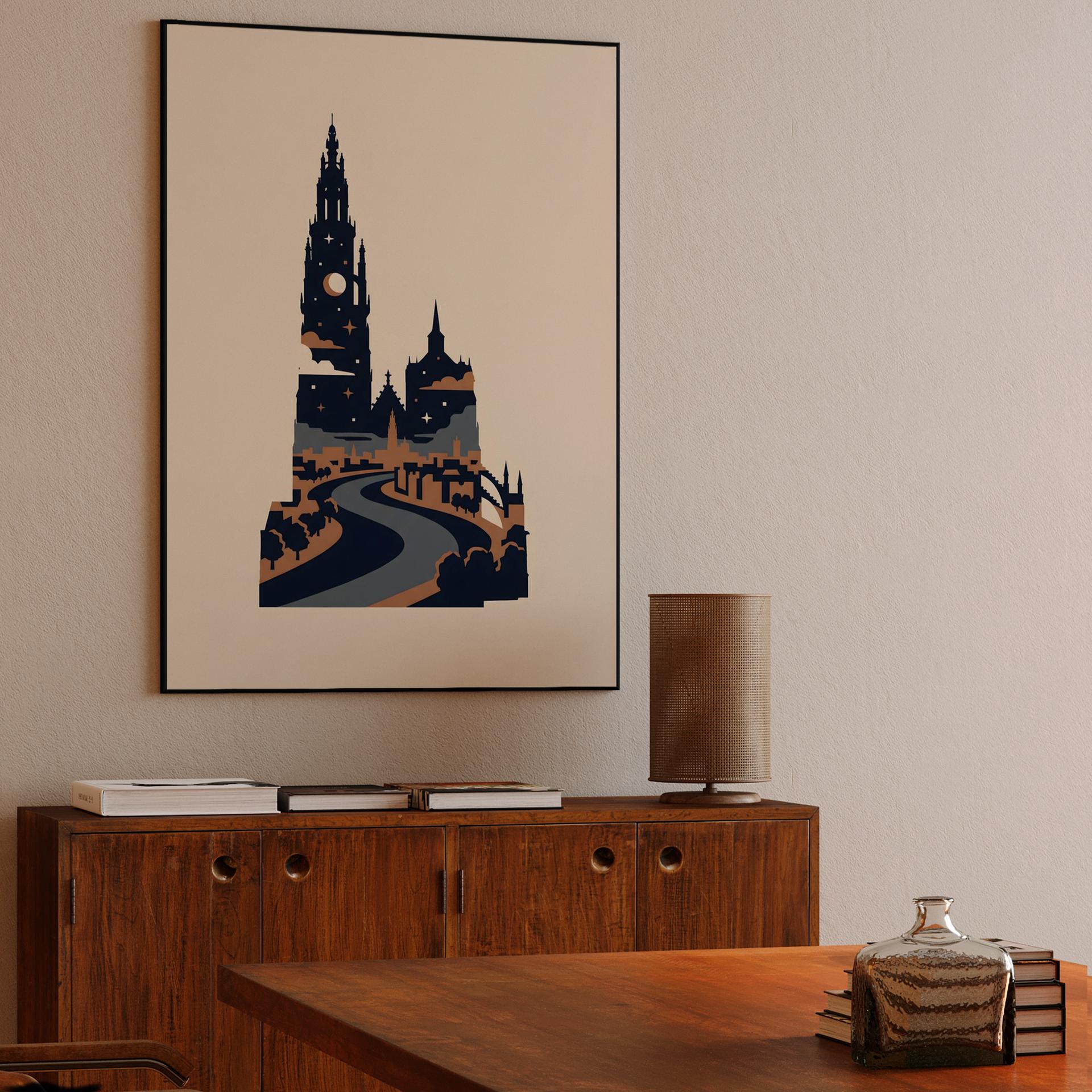 Antwerp Cathedral Starry Silhouette