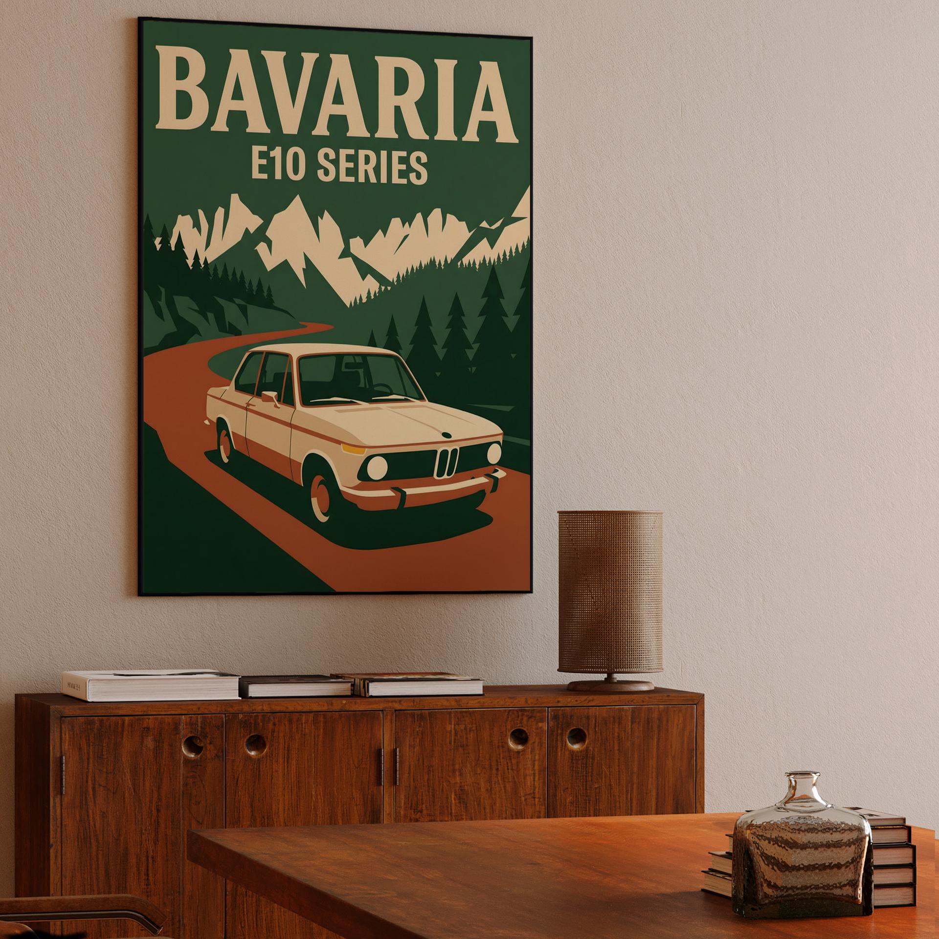 Bavaria E10 Series: Classic BMW 2002 Travel Poster
