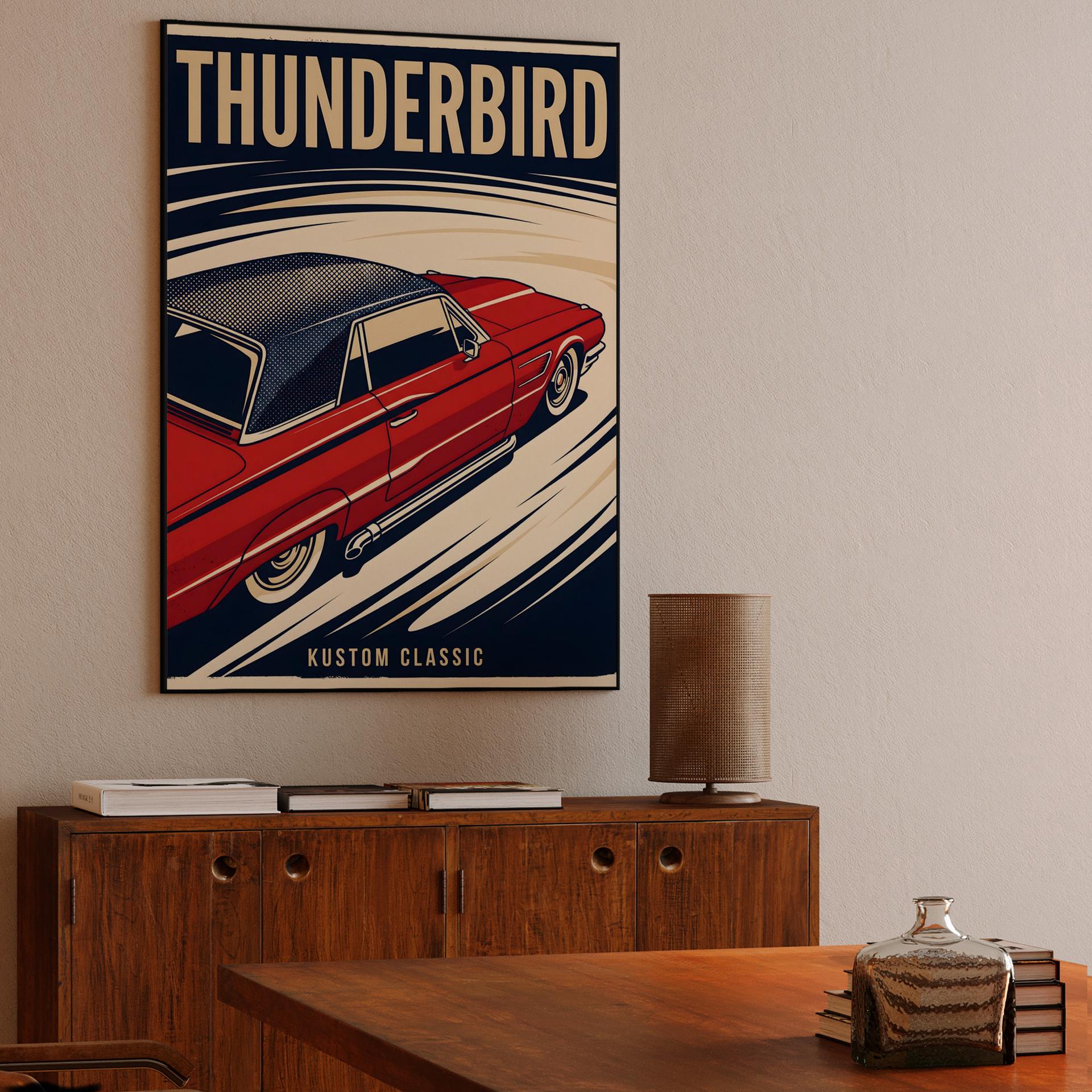 Red Thunderbird Kustom Classic Poster
