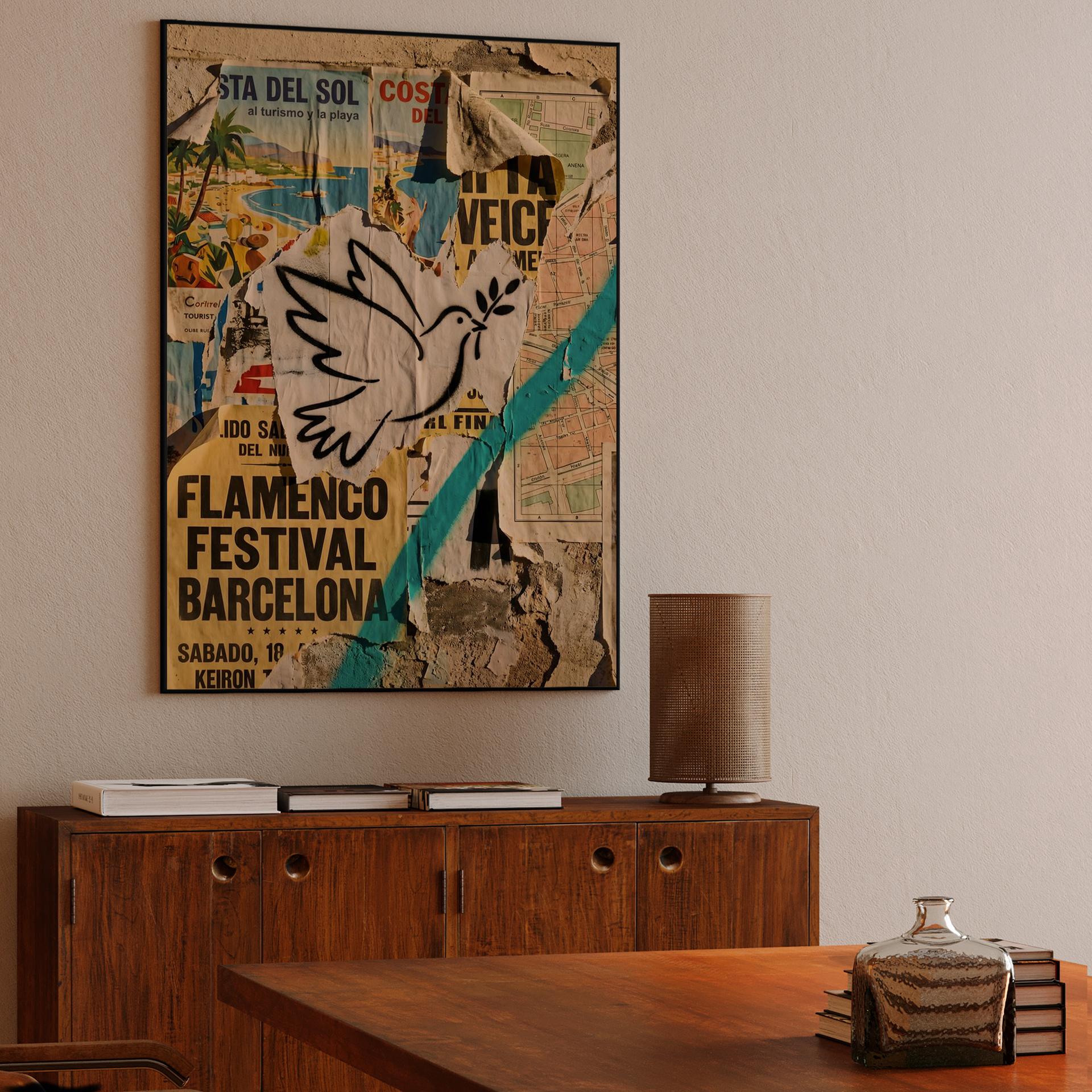 Echoes of Peace: A Spanish Street Art Collage