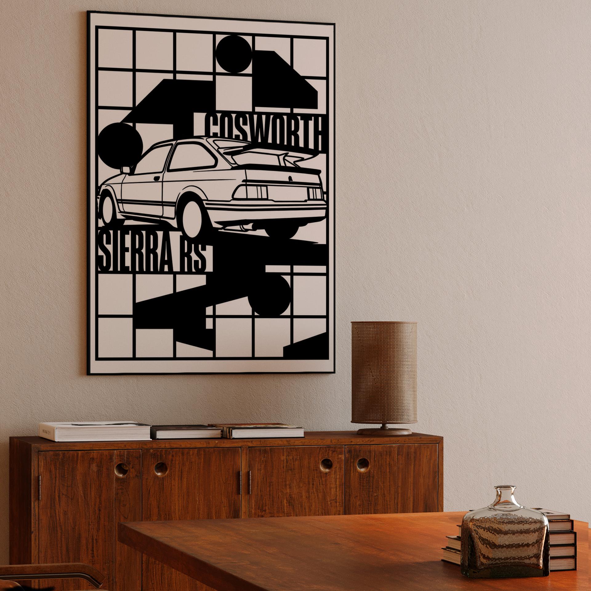 Ford Sierra RS Cosworth Geometric Grid Graphic