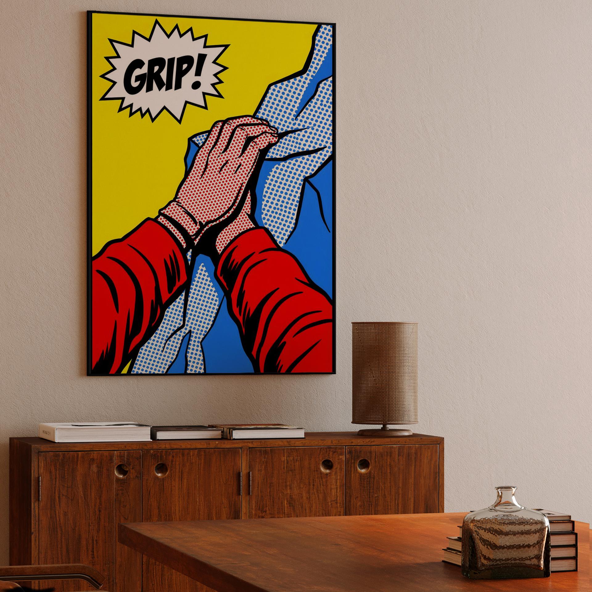 Grip! Comic Book Style Rock Climbing Art