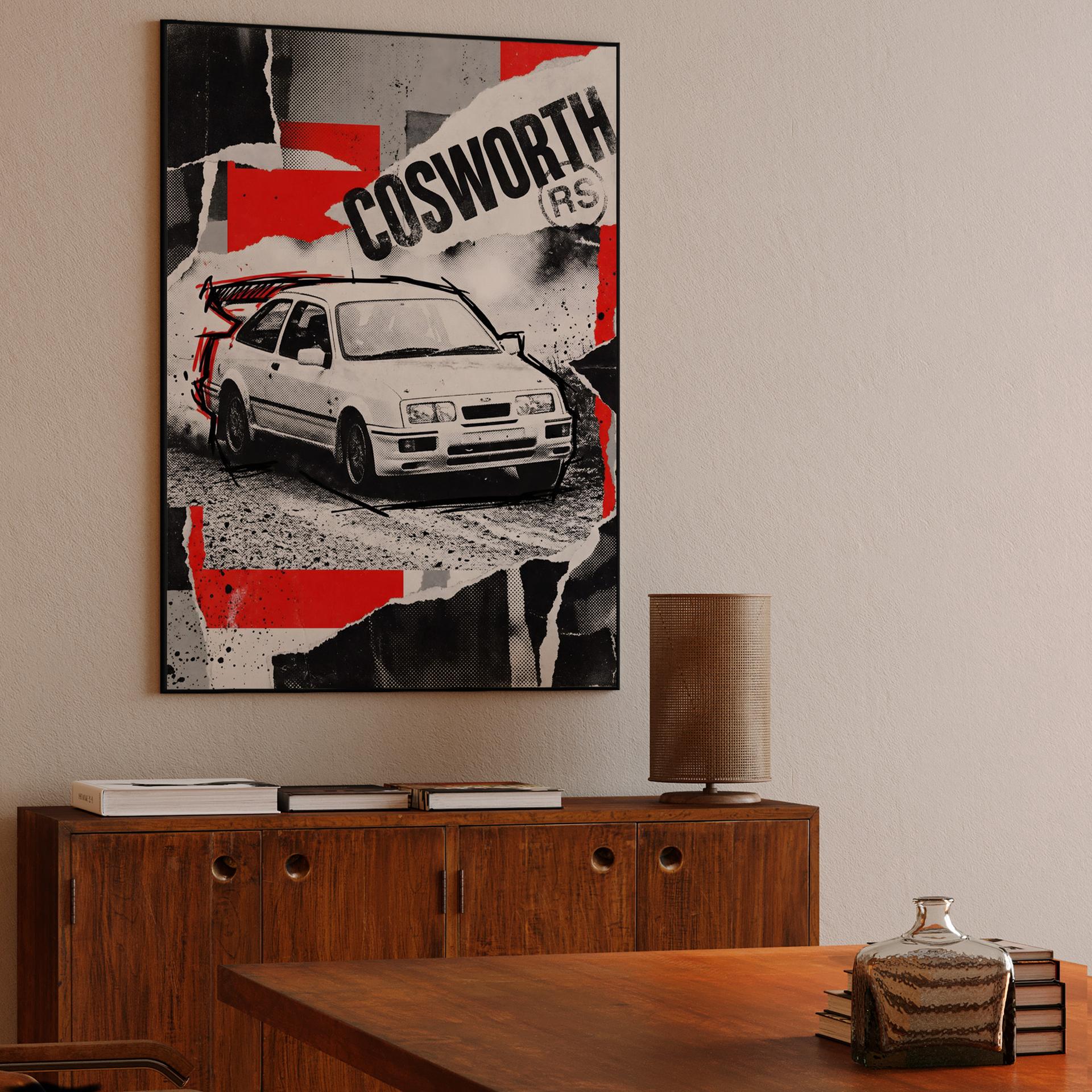 Ford Sierra RS Cosworth Torn Paper Collage