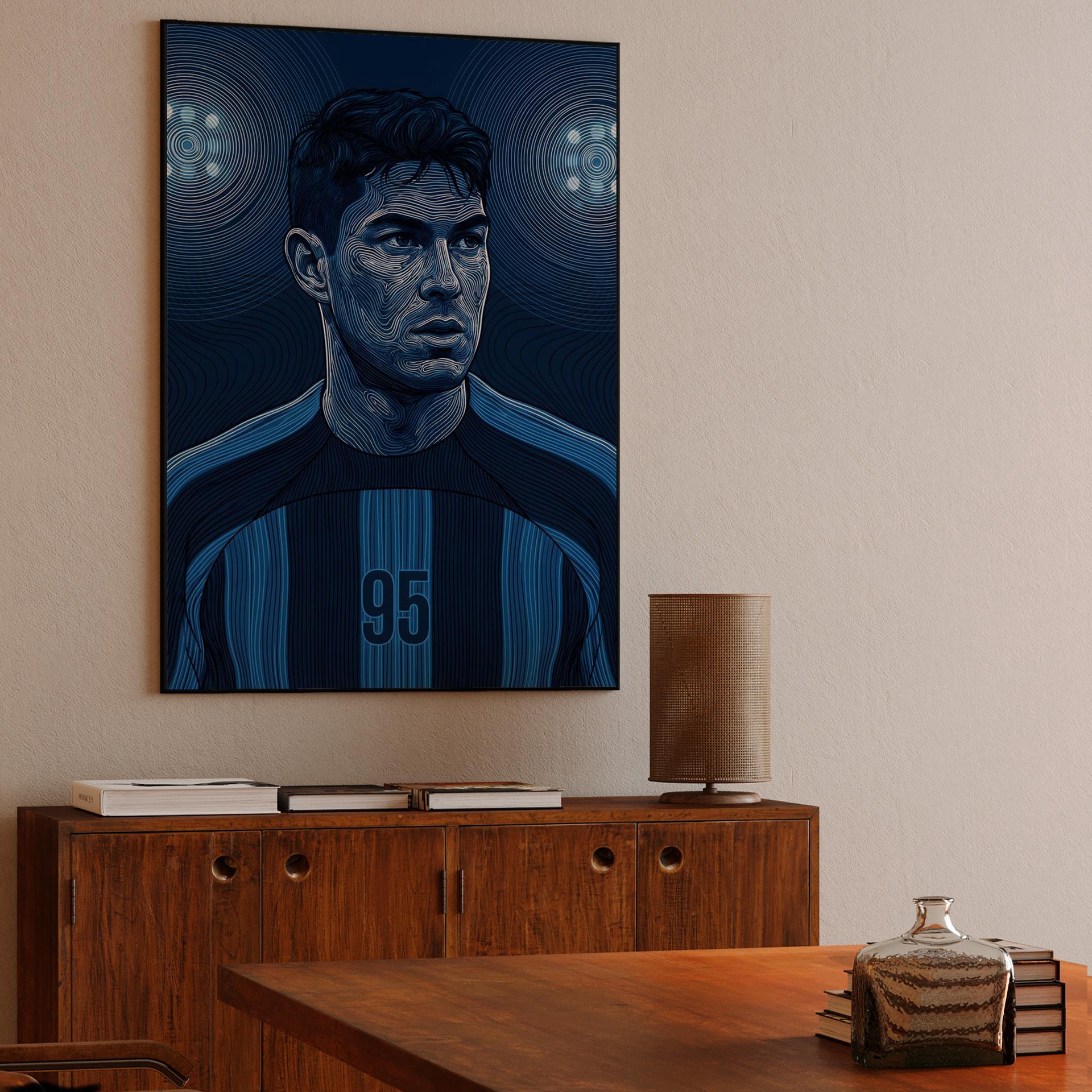 Alessandro Bastoni - Inter Milan Topographic Line Art