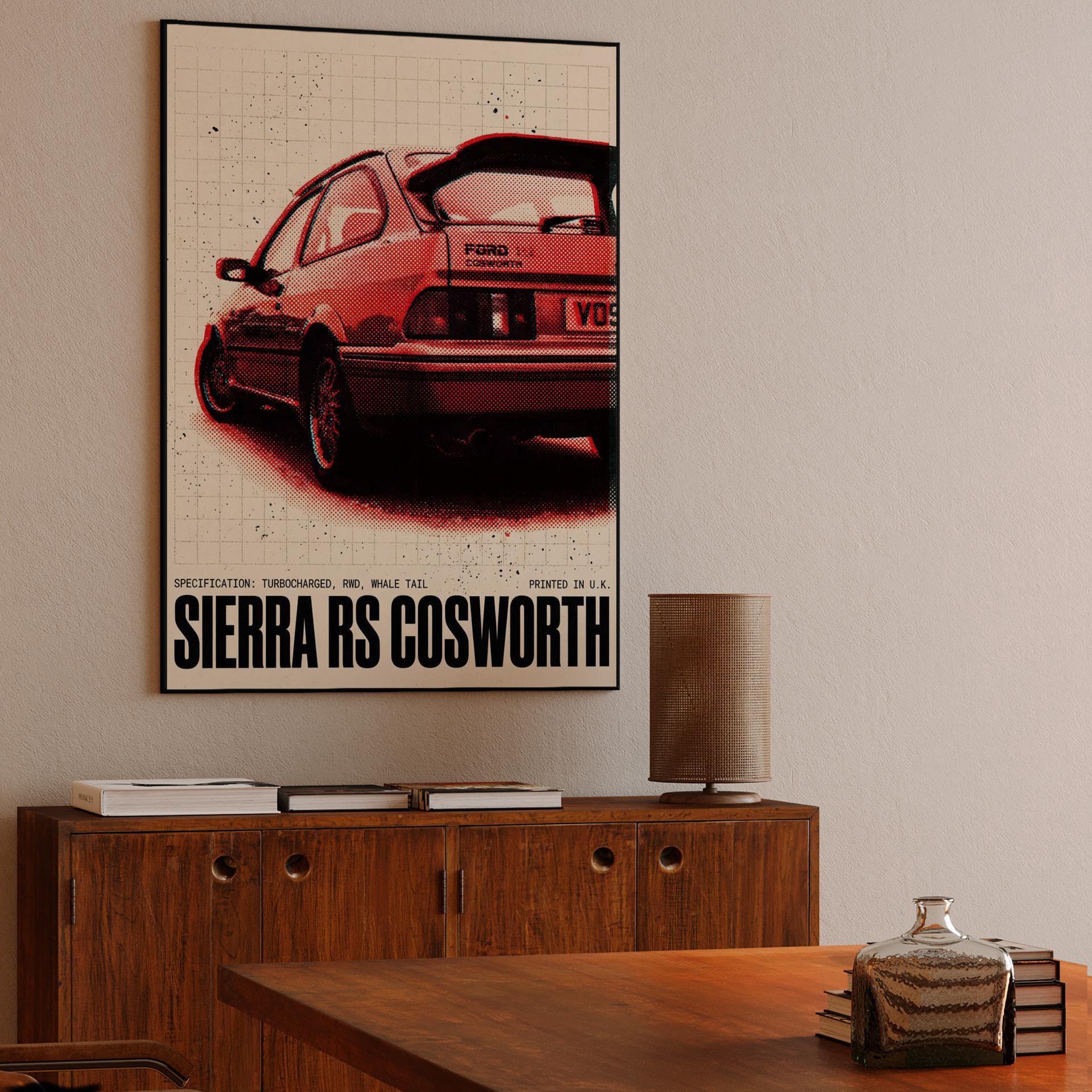 Ford Sierra RS Cosworth Halftone Technical Poster