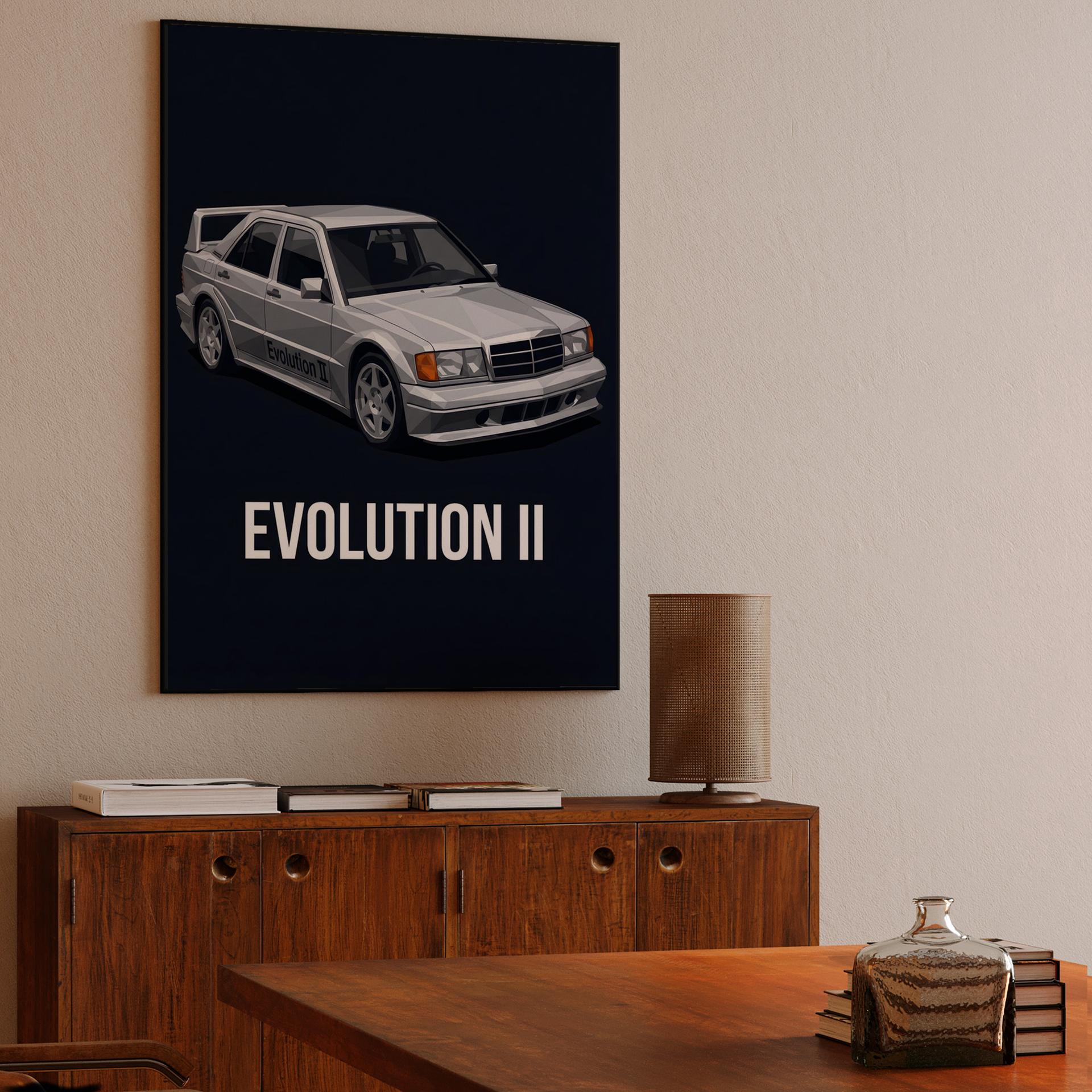 Mercedes 190E Evolution II Low Poly Graphic