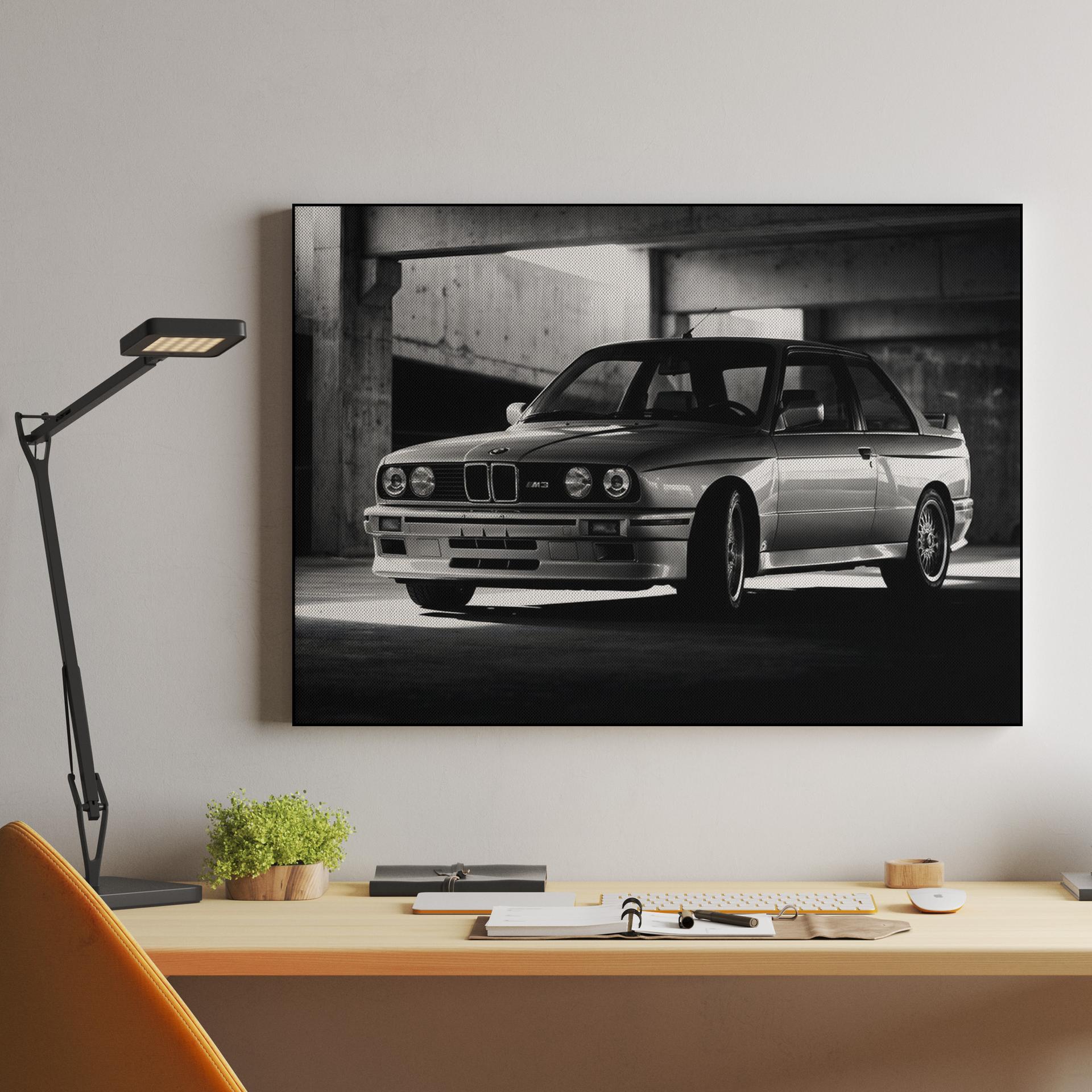 BMW E30 M3 Monochrome Garage Portrait