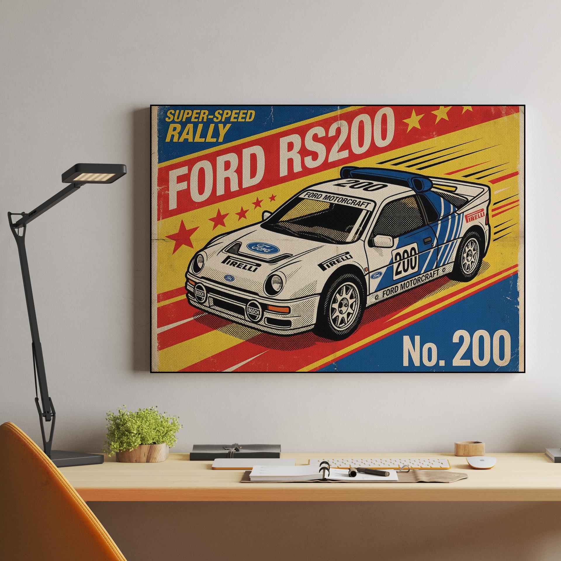 Ford RS200: Super-Speed Rally Vintage Poster