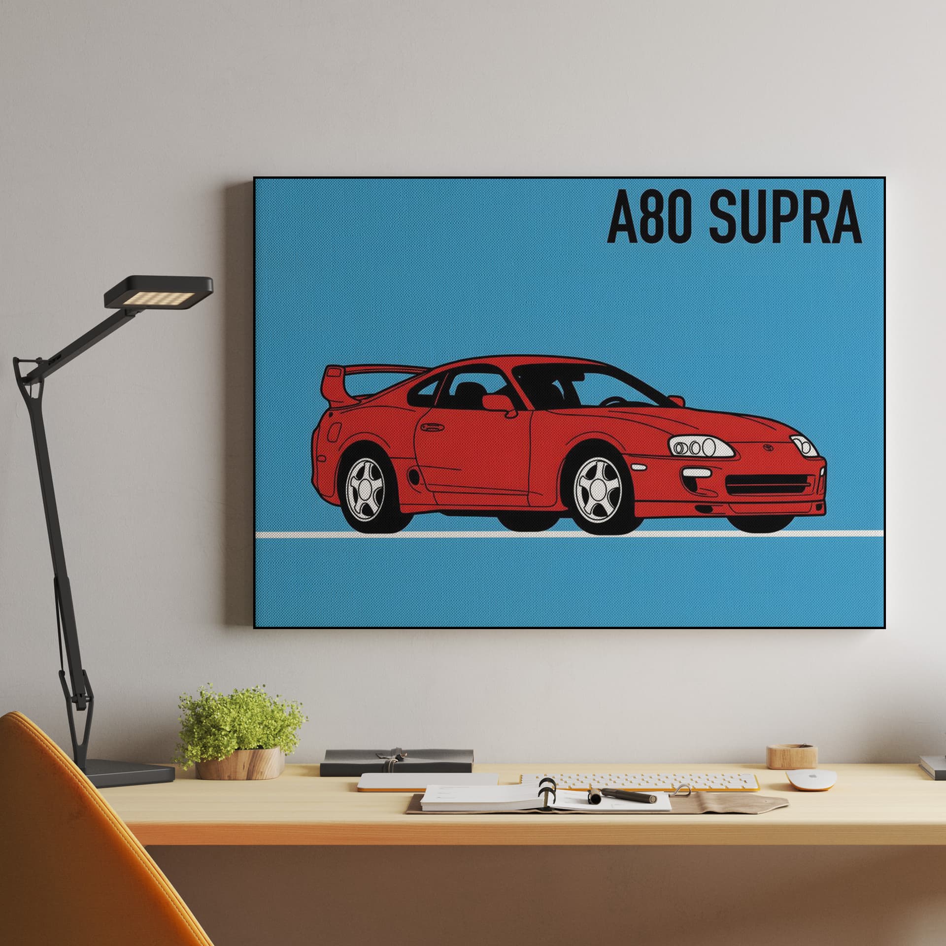 Red Legend: Toyota Supra A80 Minimalist Illustration