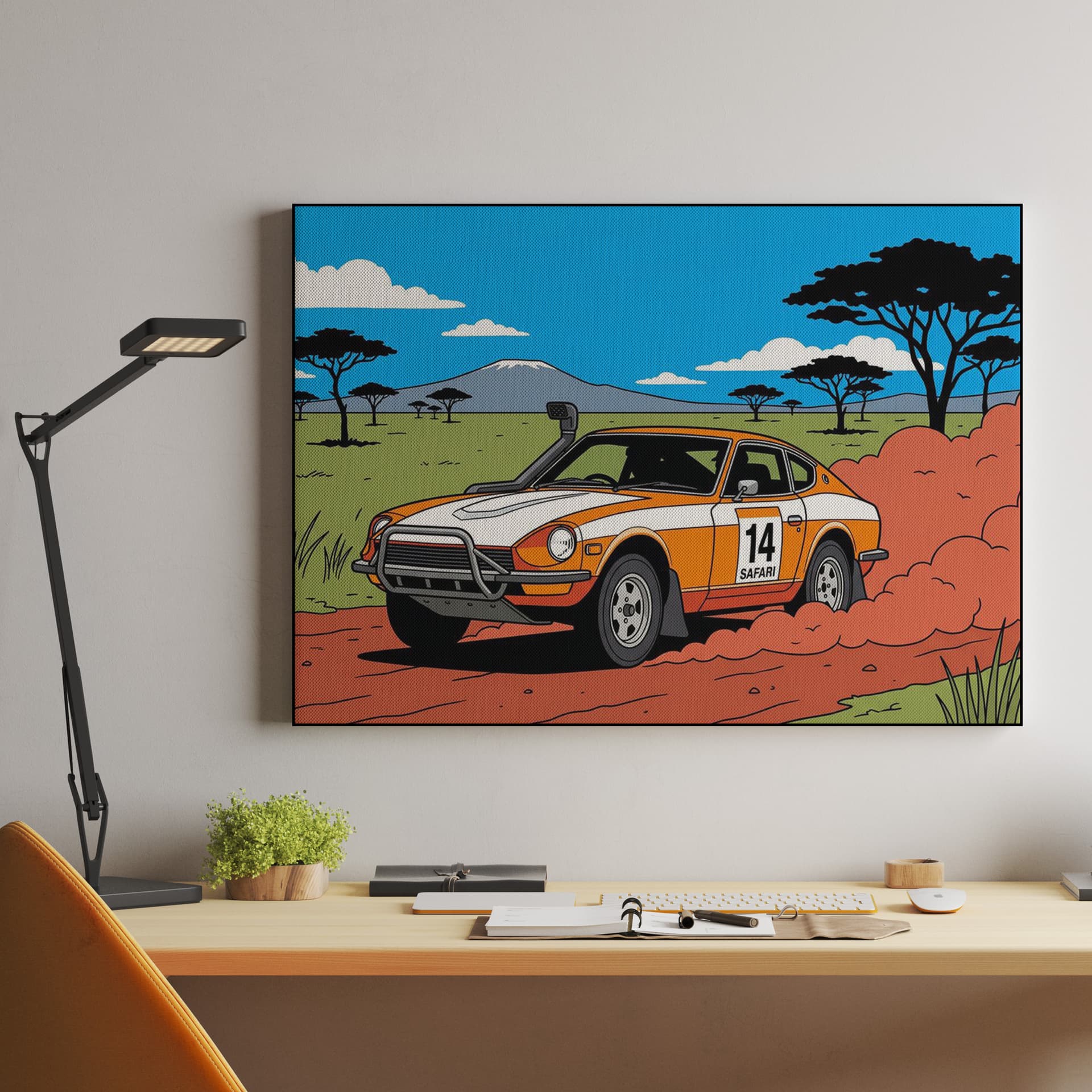 Datsun 240Z East African Safari Rally Savanna Illustration