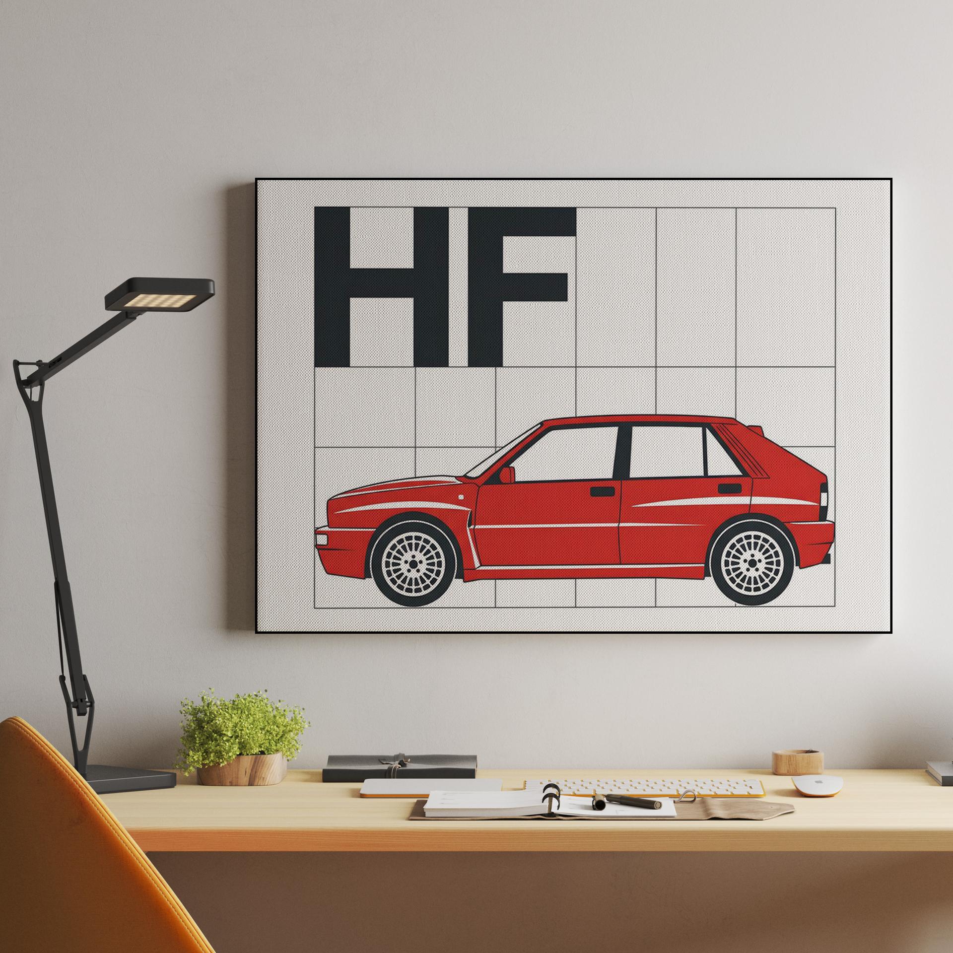 Lancia Delta HF Integrale: Red Grid Minimalist