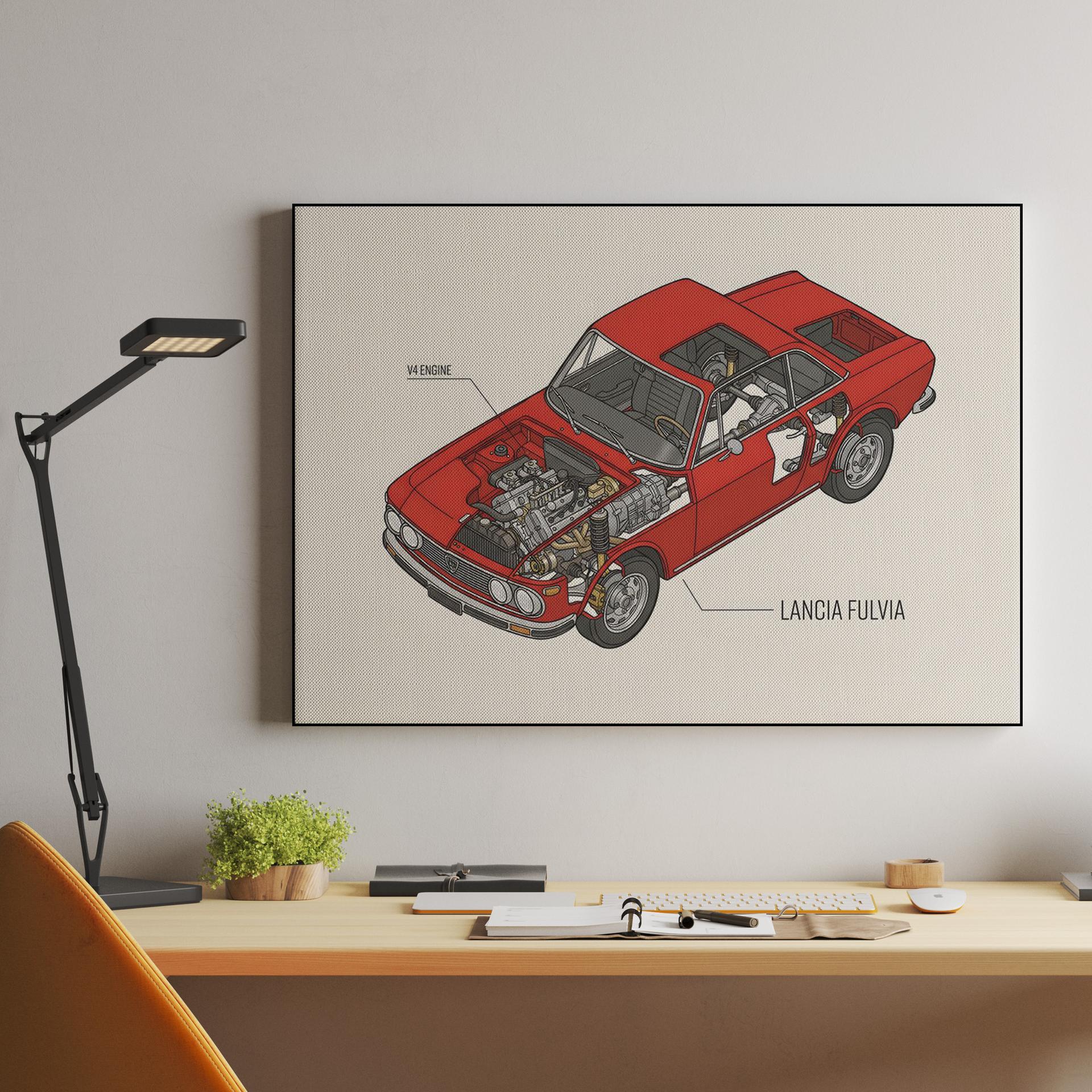 Lancia Fulvia Technical Cutaway Illustration