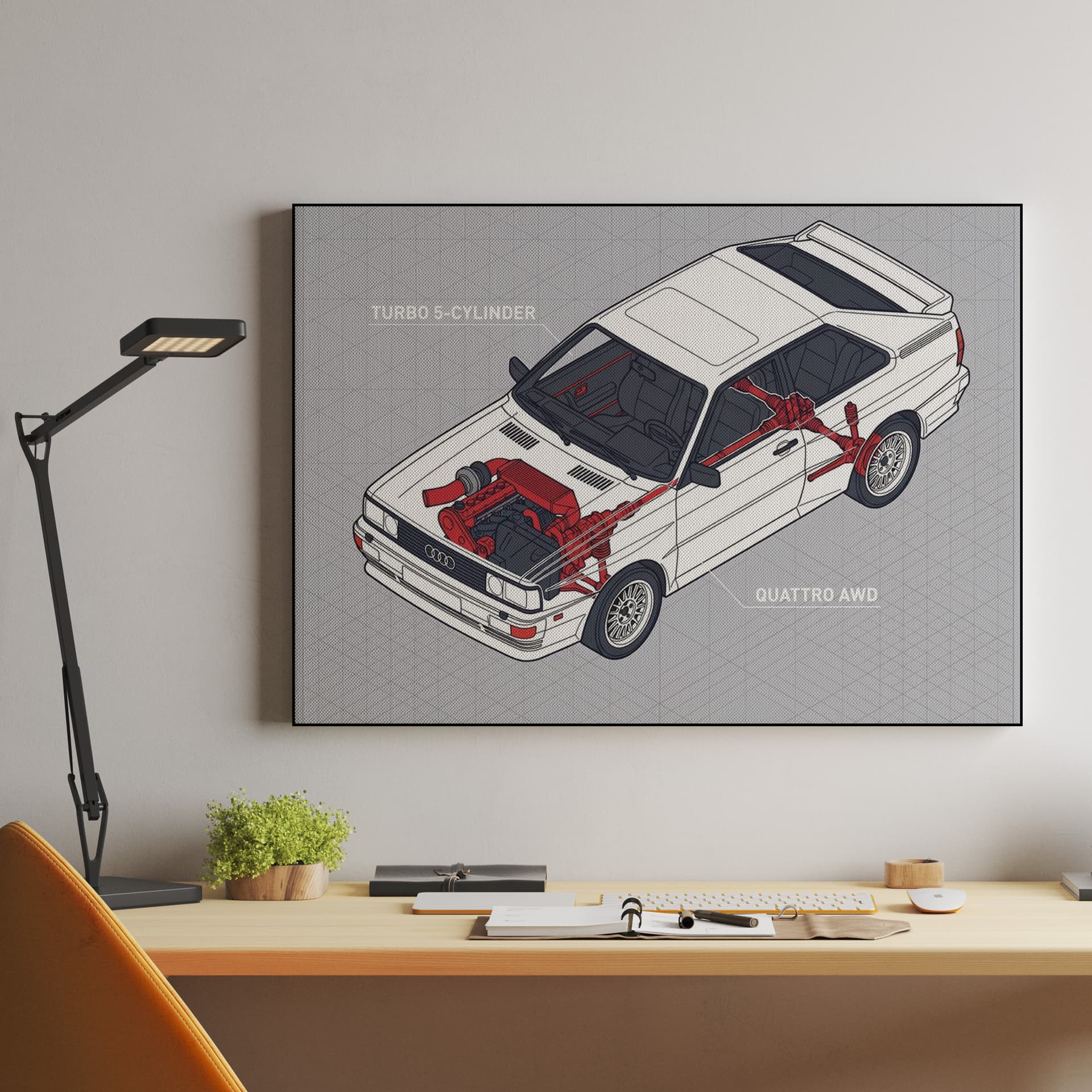 Audi Quattro Technical Cutaway Illustration