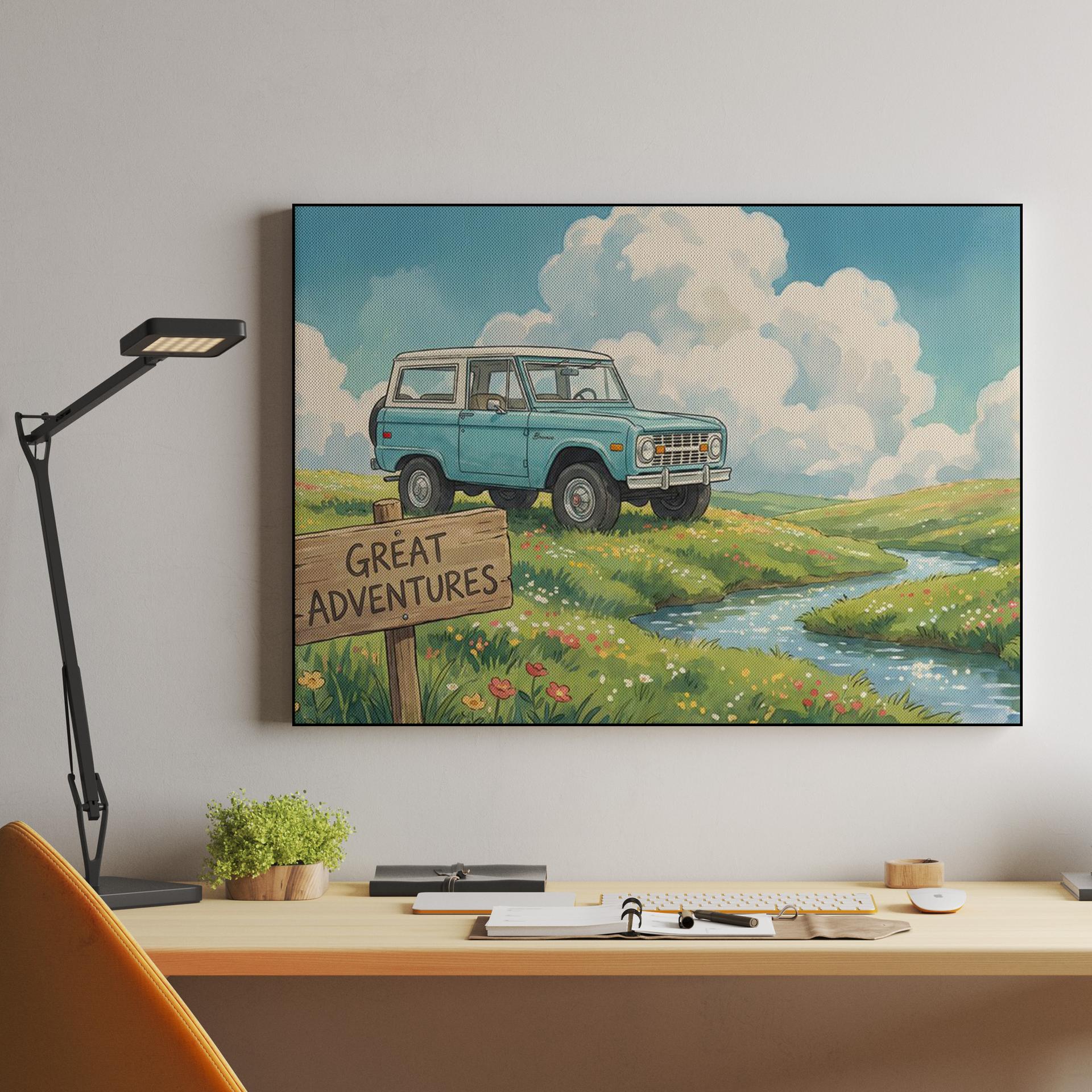 Great Adventures: Whimsical Ford Bronco in the Meadow