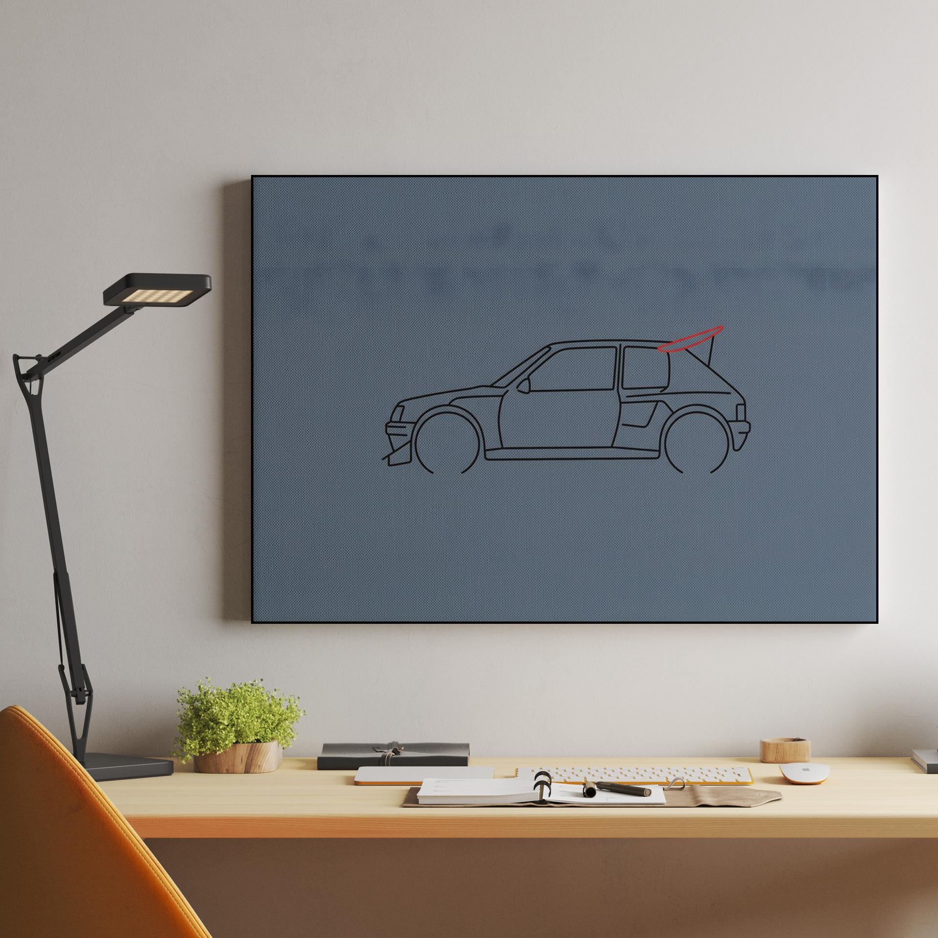 Group B Legend: Peugeot 205 T16 Minimalist Line Art