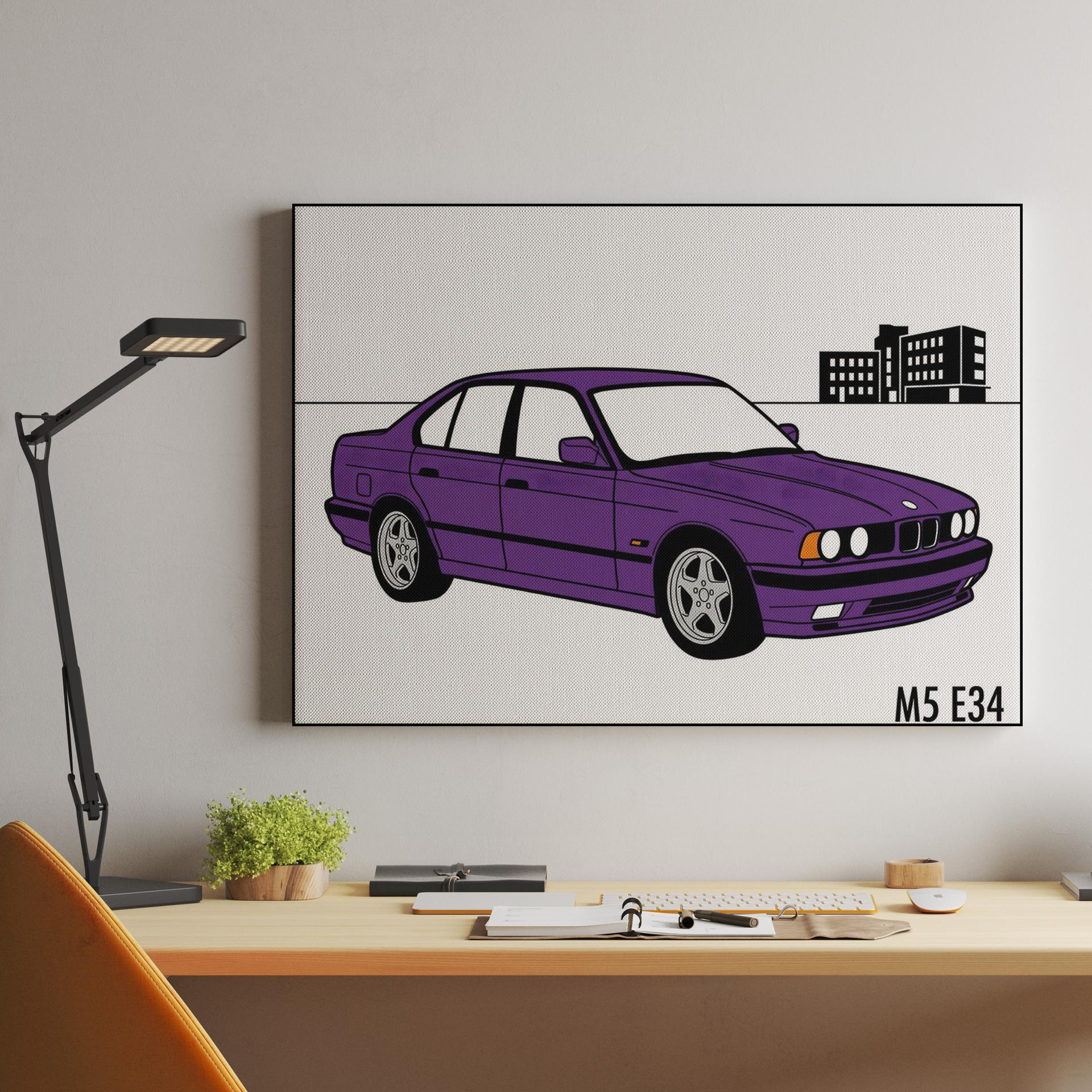 BMW E34 M5 Minimalist Purple Sedan