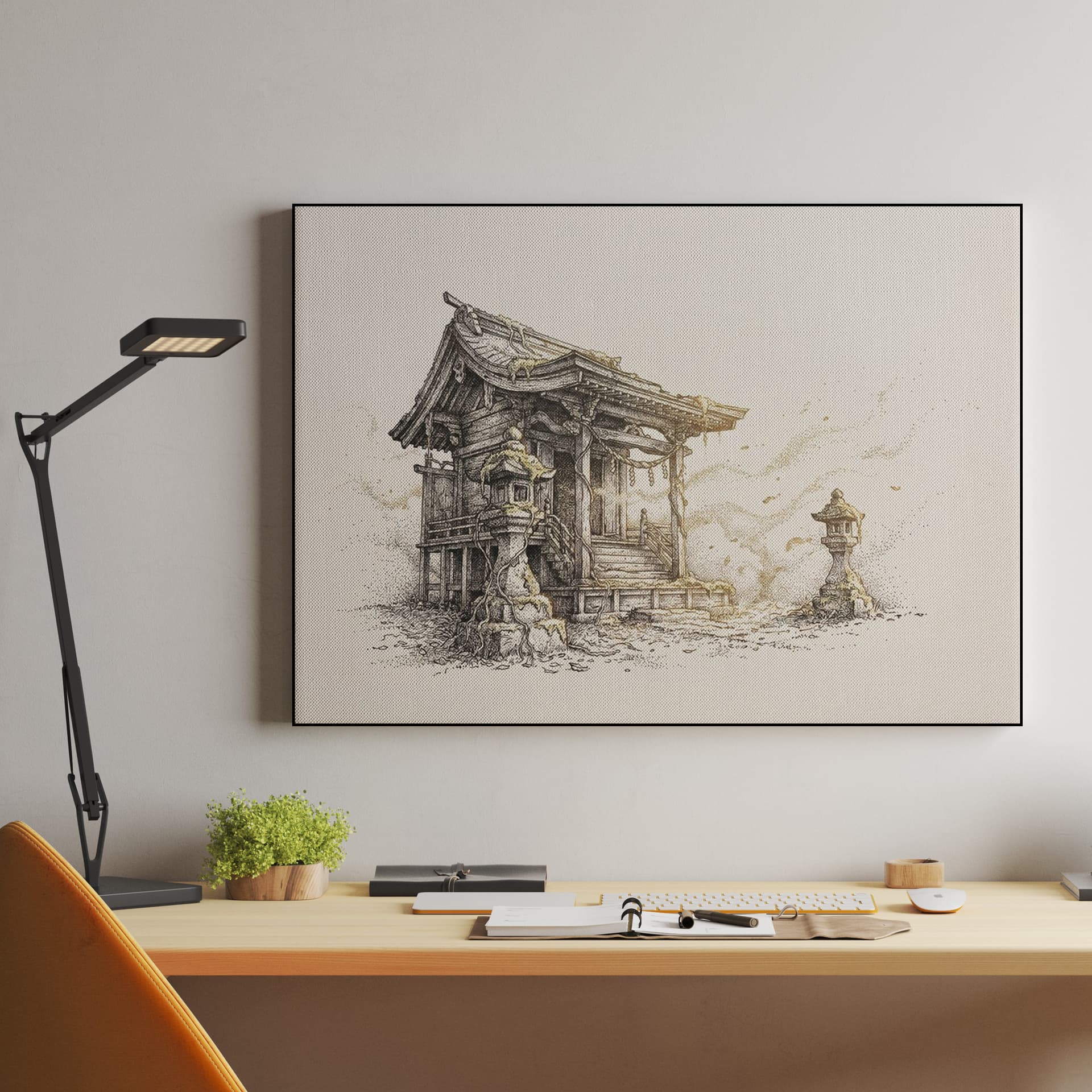 Ethereal Shinto Sanctuary Stipple Art