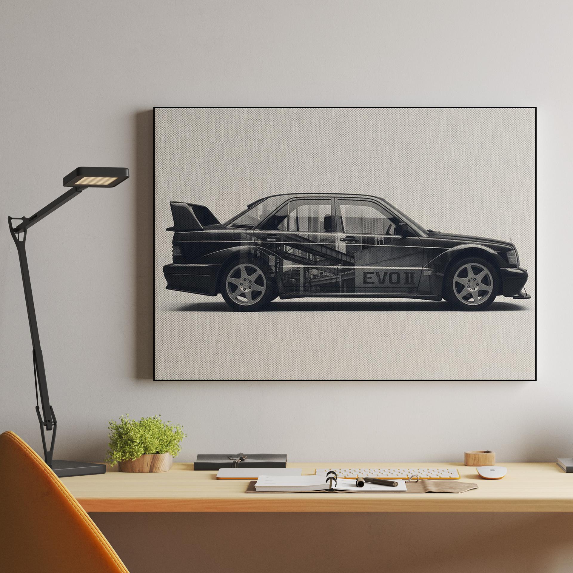 Mercedes 190E Evolution II Industrial Double Exposure