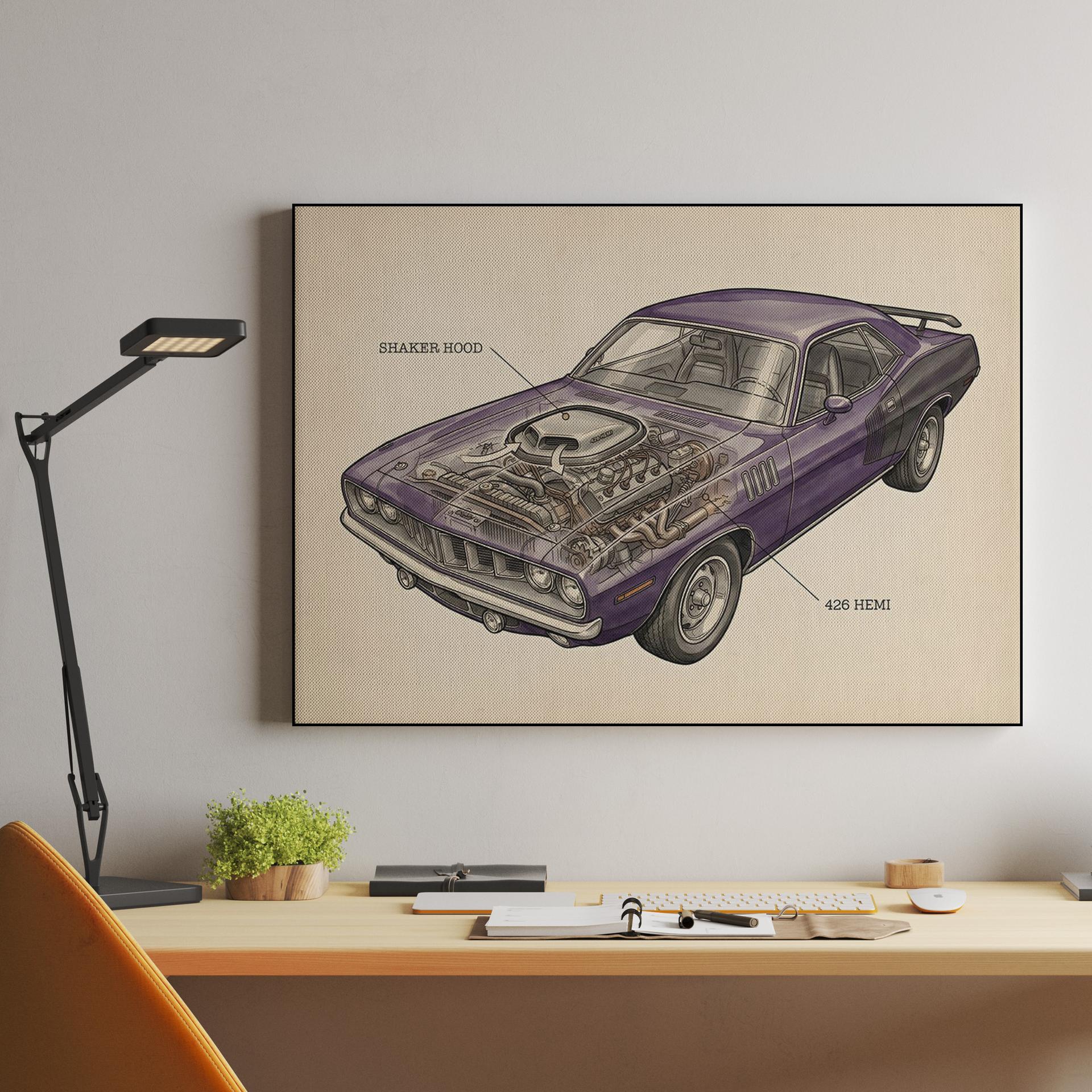 Hemi 'Cuda Anatomy: Technical Cutaway Illustration