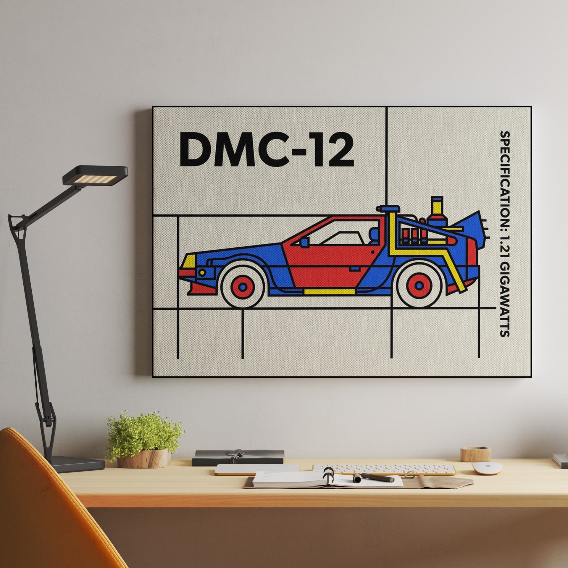 DMC-12 Time Machine Primary Color Technical Illustration