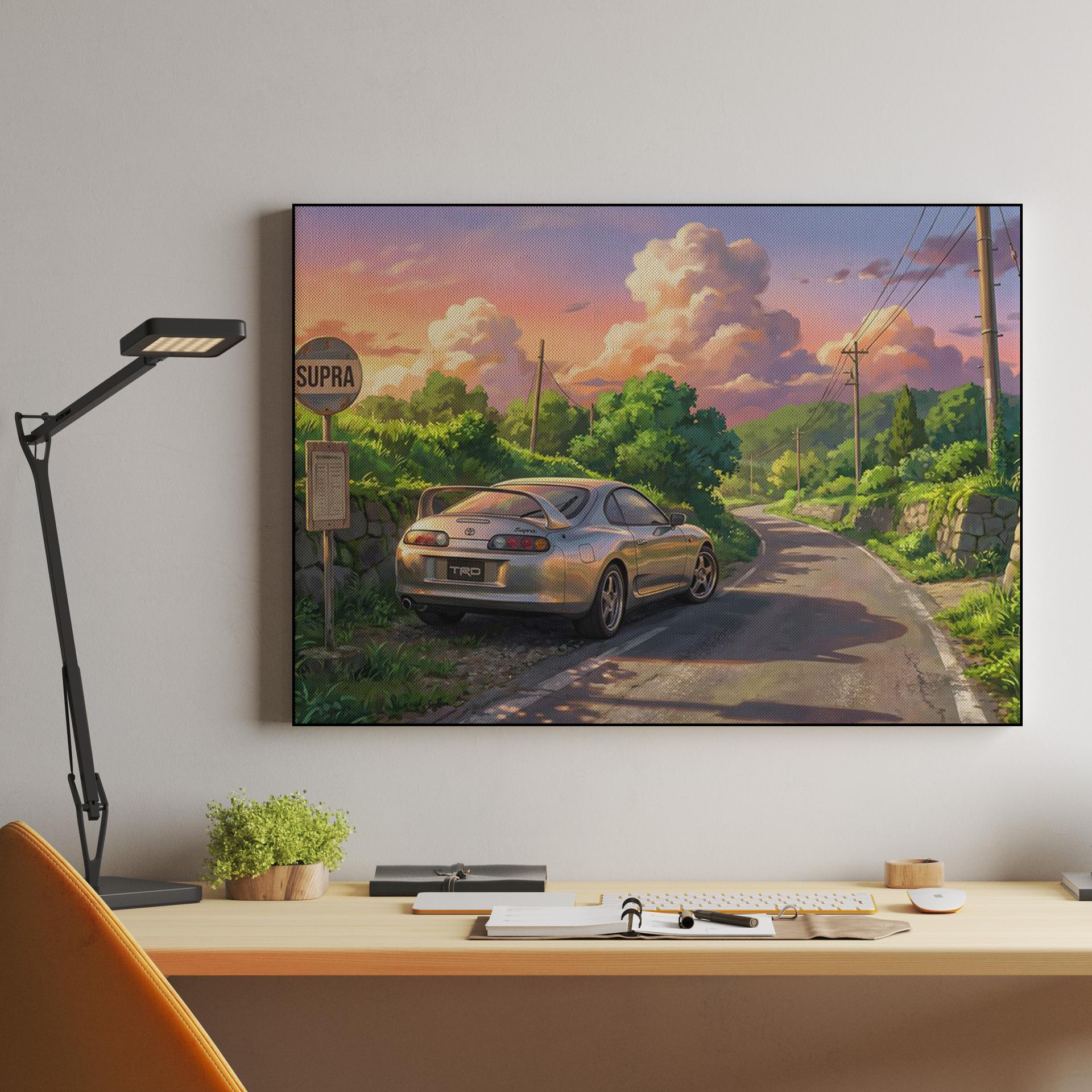 Sunset Serenity: Supra at the Country Bus Stop