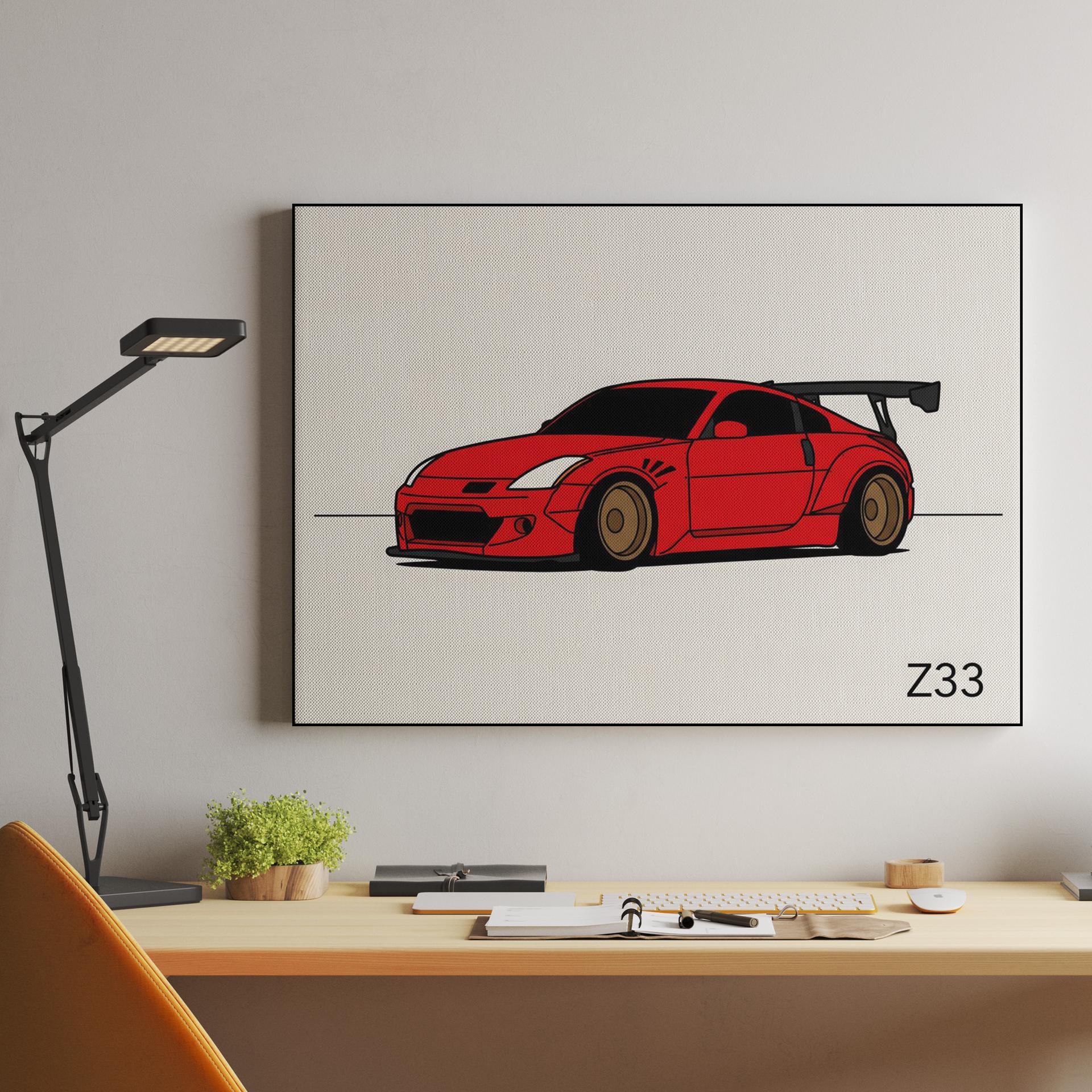 Red Z33: Minimalist Widebody Illustration