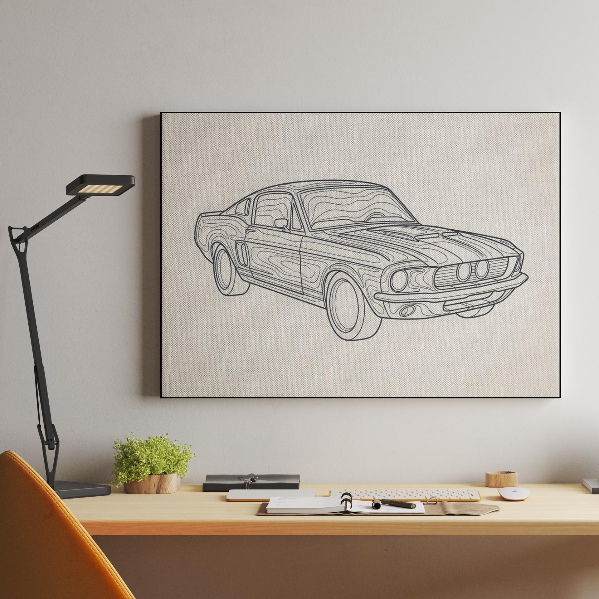 Shelby GT500 Topographic Line Art