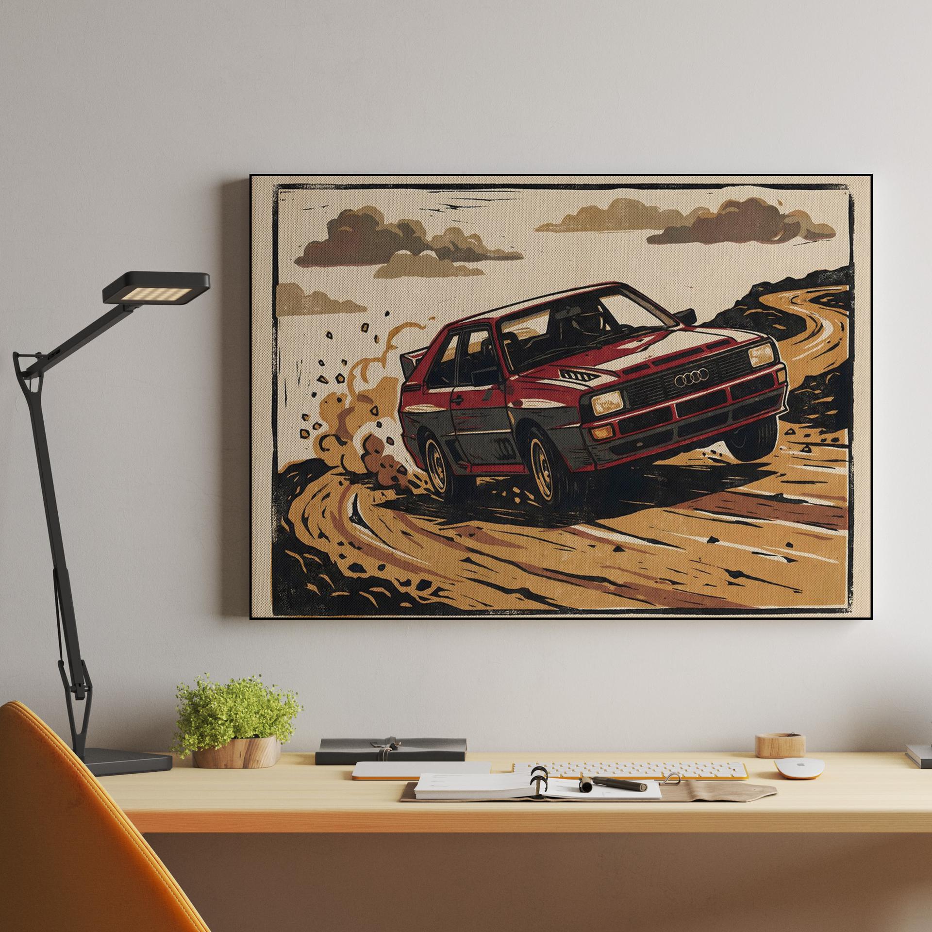 Audi Sport Quattro Rally Linocut