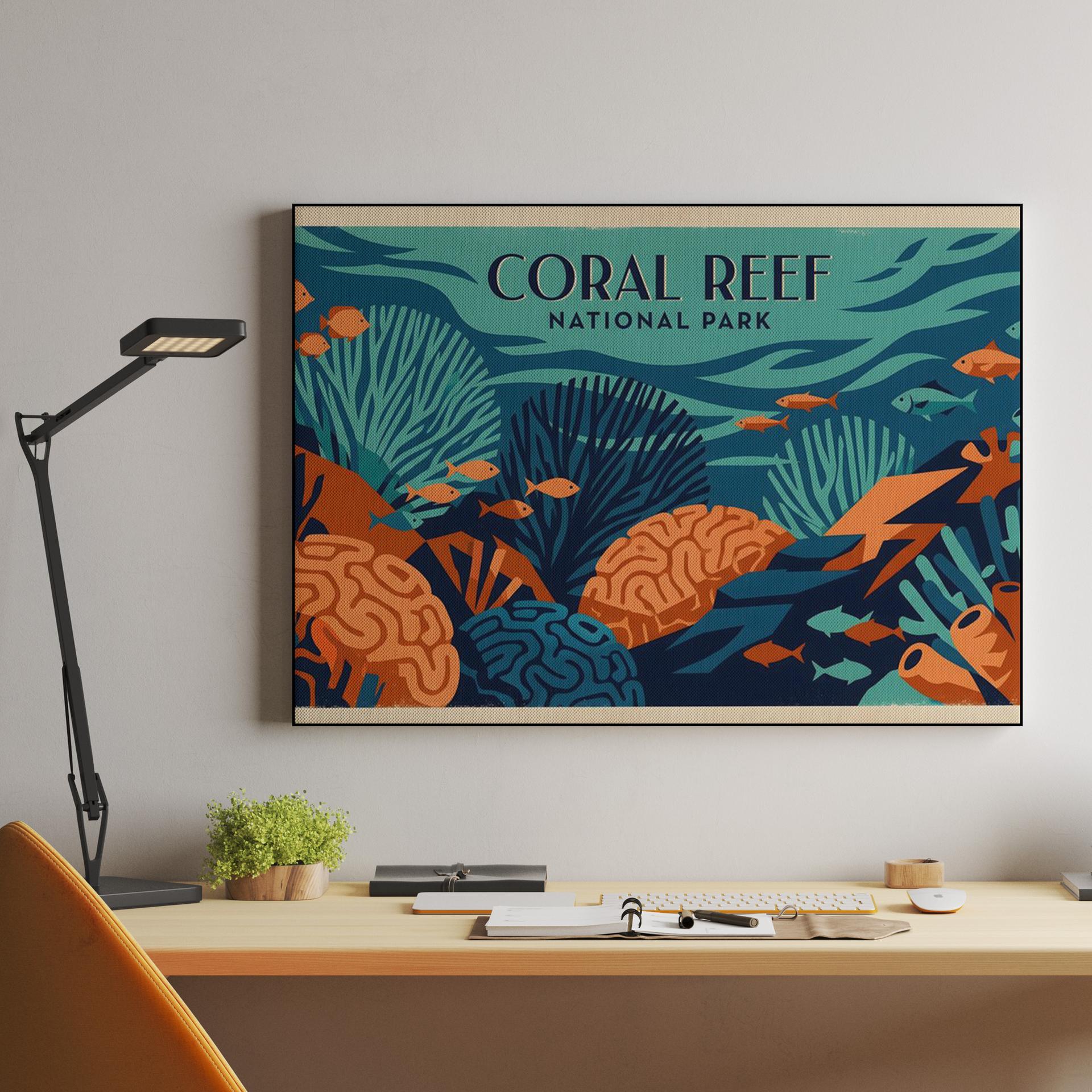 Coral Reef National Park Vintage Travel Poster