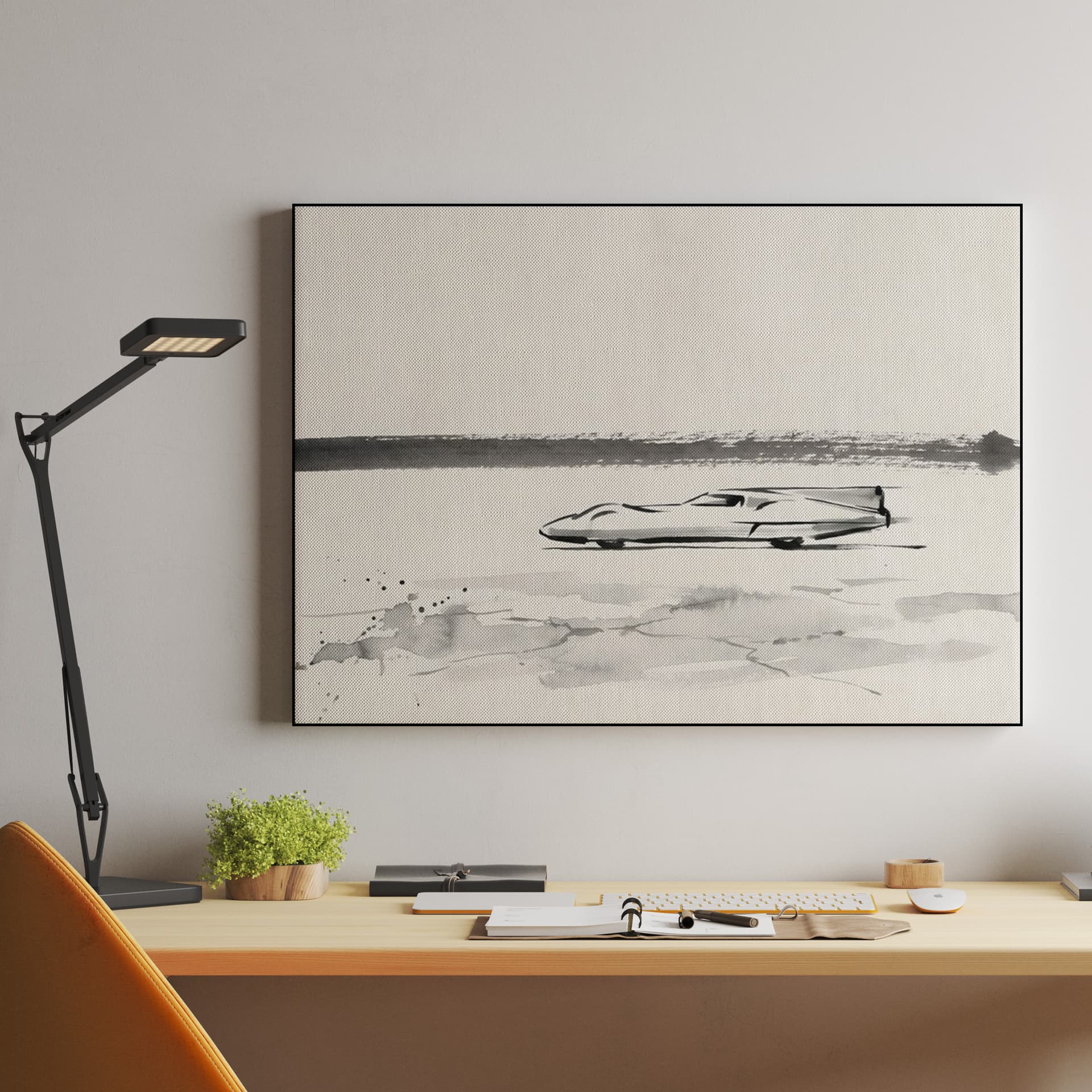 Zen Speed: Bonneville Streamliner Ink Wash