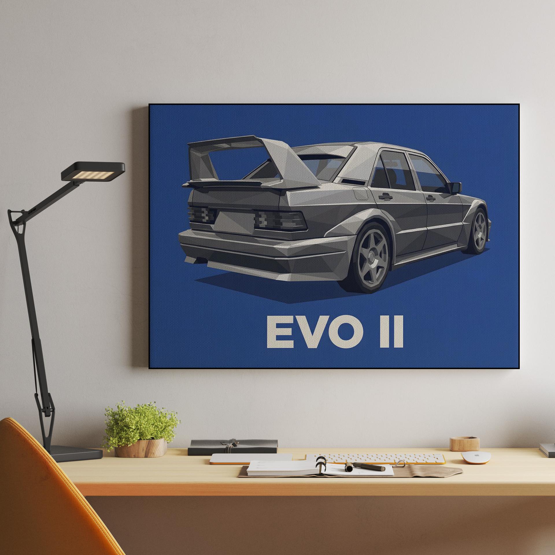 Mercedes 190E Evolution II Low Poly Blue