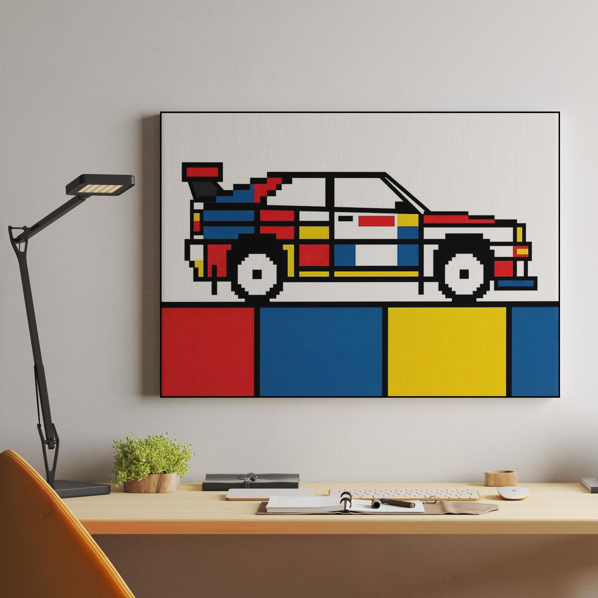 Audi Quattro S1: 8-Bit De Stijl Composition