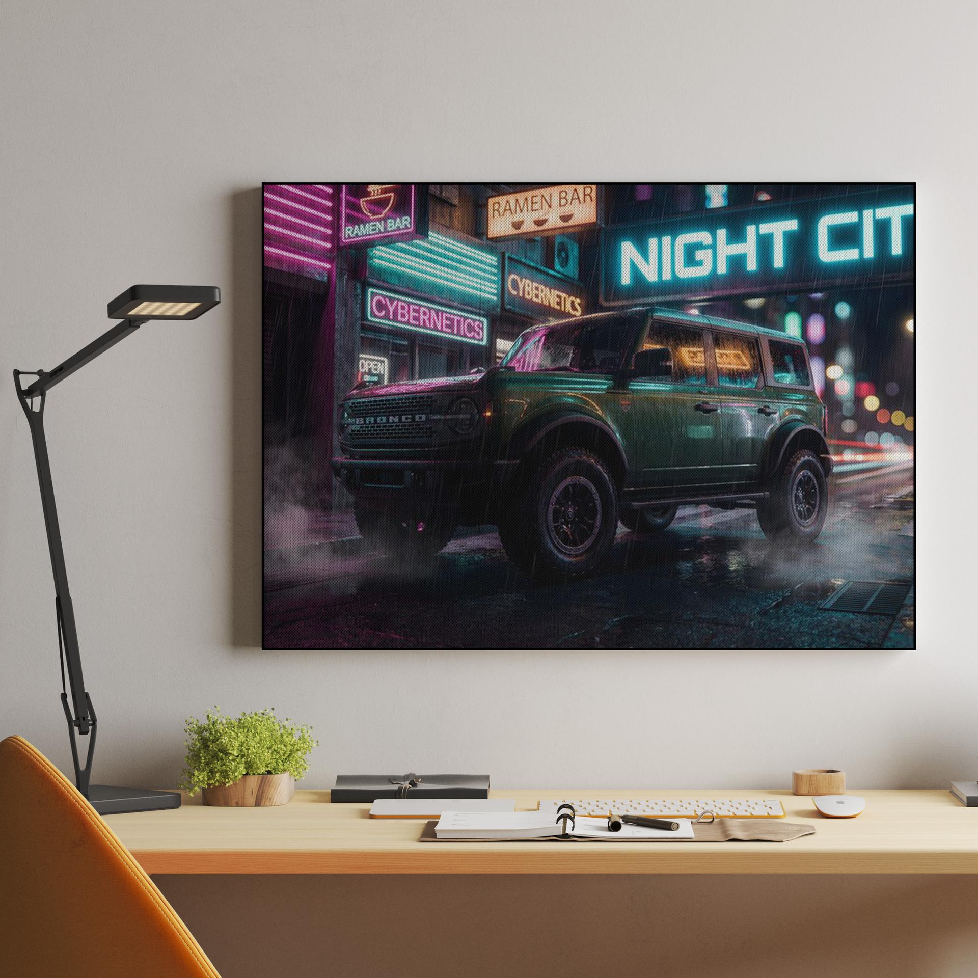 Neon Outlaw: Ford Bronco Cyberpunk Night