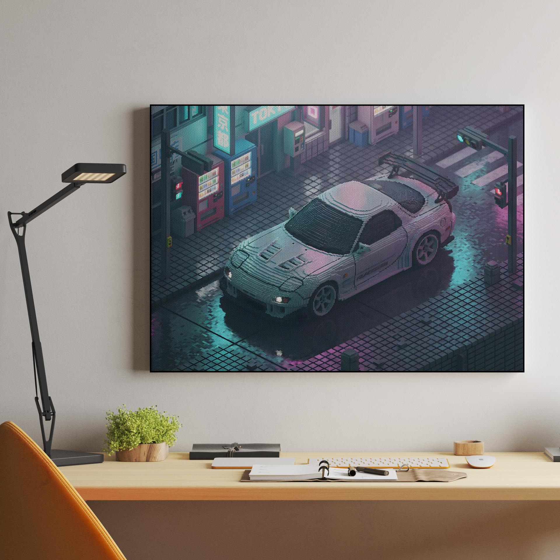 Voxel Drift: RX-7 FD in Neon Tokyo