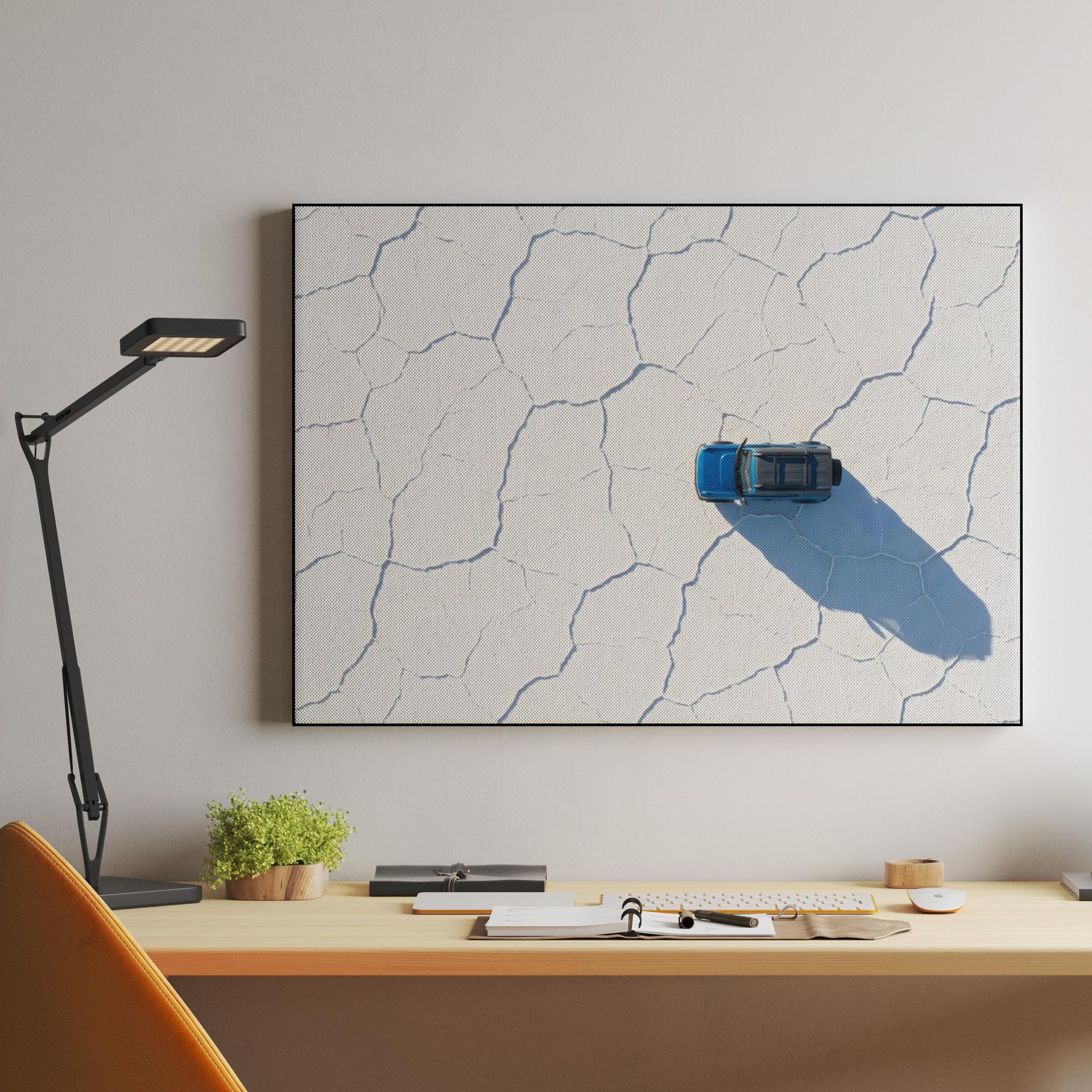 Blue Bronco: Salt Flat Aerial Perspective