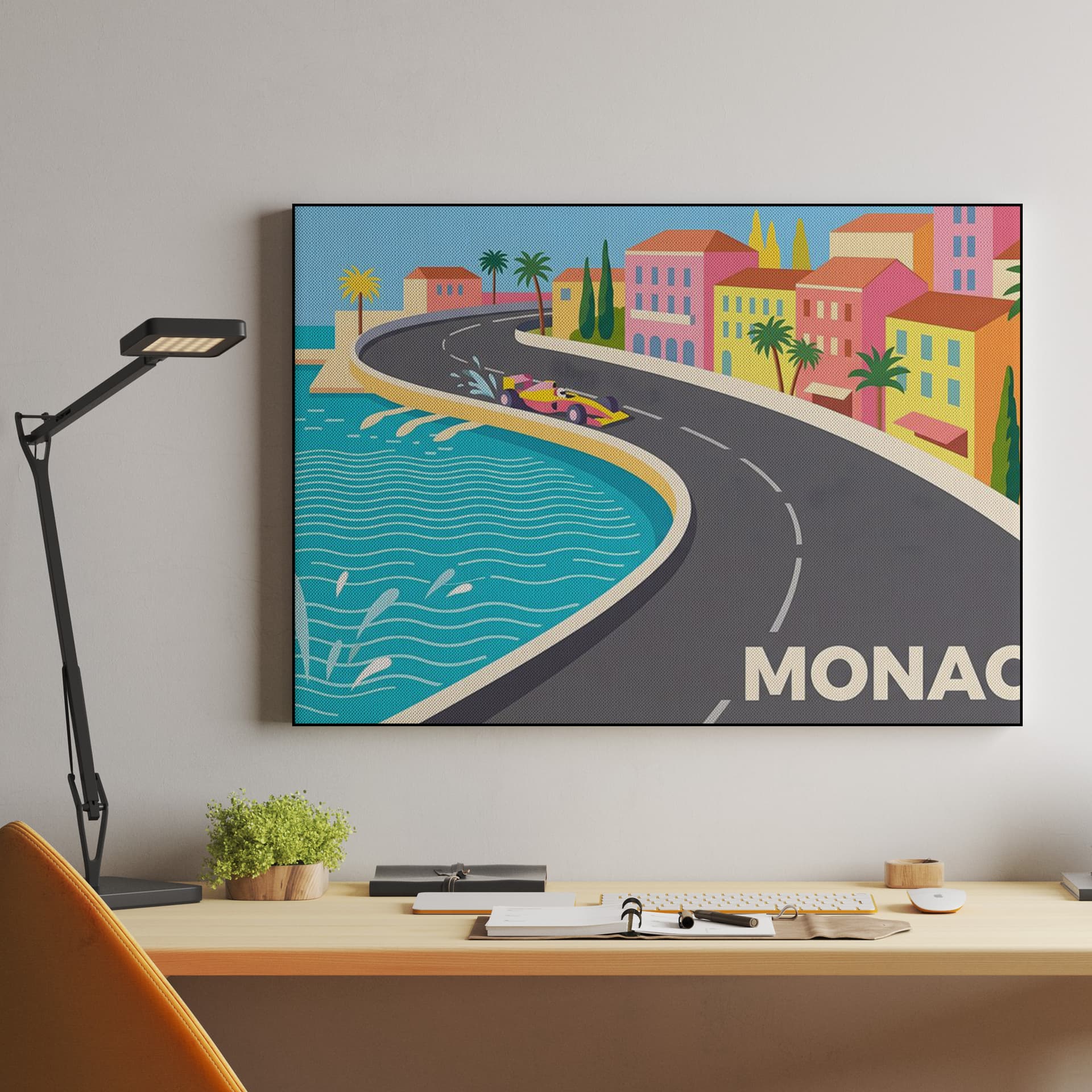Monaco Grand Prix Coastal Speed Flat Art Poster