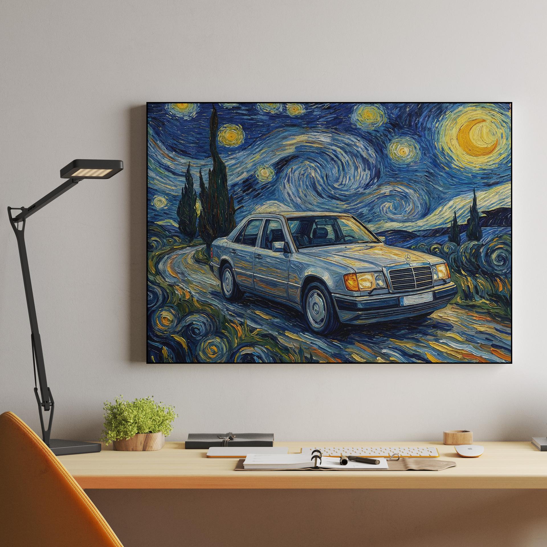 Starry Night Drive: Mercedes W124 Van Gogh Edition