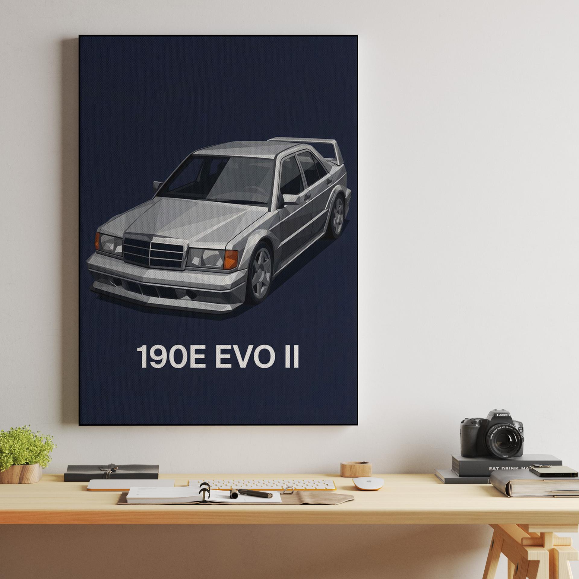Mercedes 190E Evolution II Low Poly Graphic
