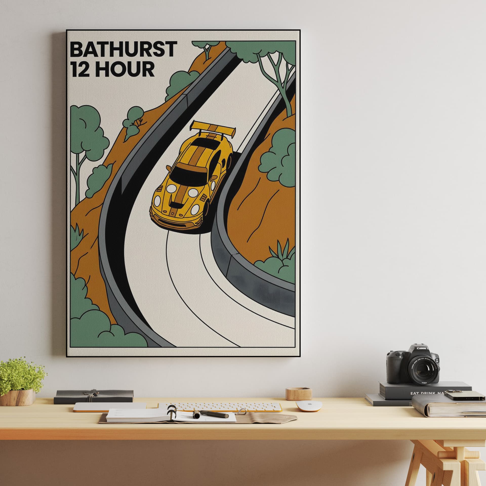 Bathurst 12 Hour Mount Panorama Porsche Ligne Claire Poster