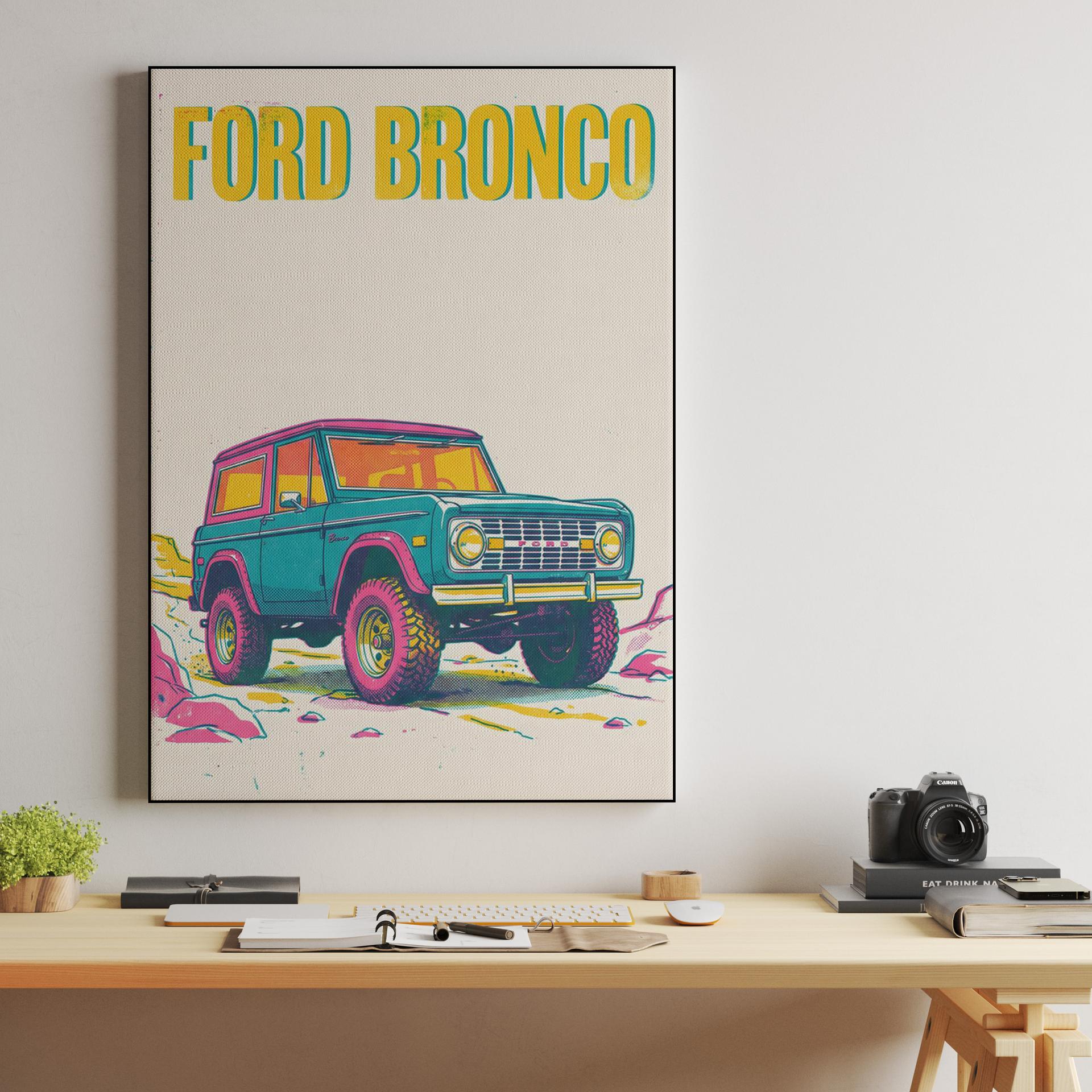 Vibrant Vintage Ford Bronco Pop Art Poster