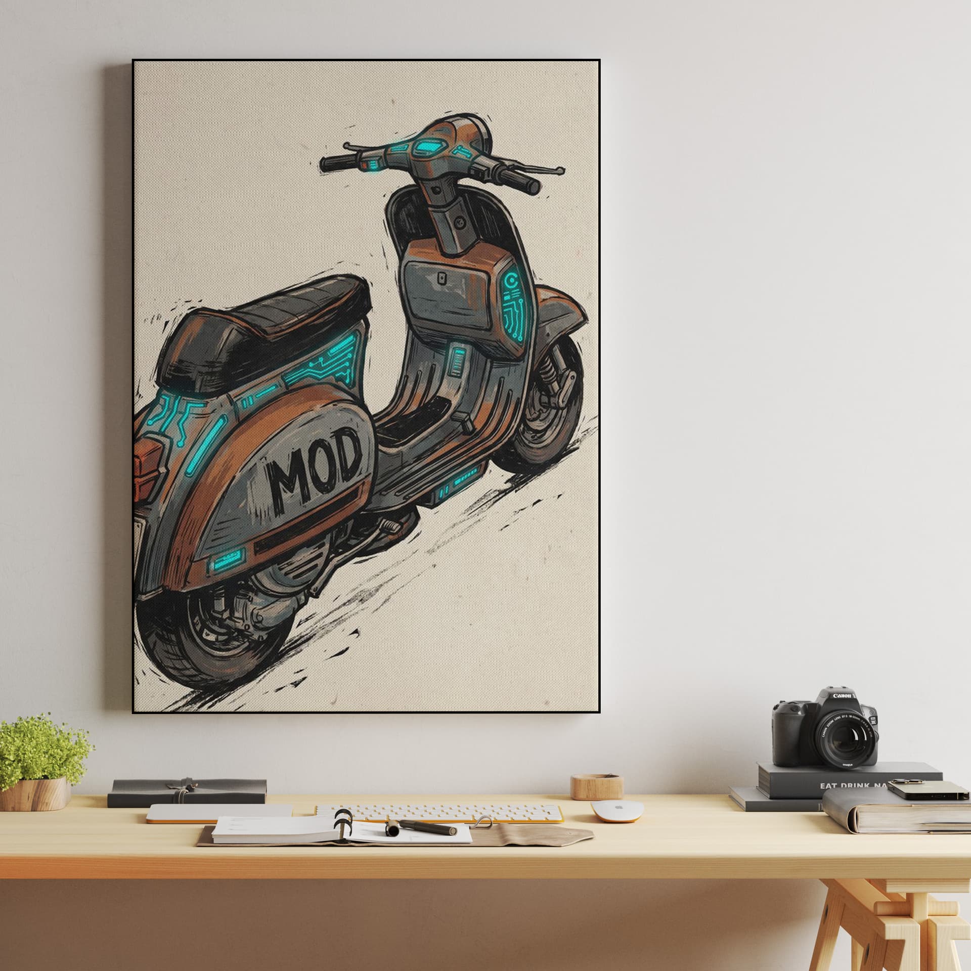 Cybernetic Mod Vespa Illustration