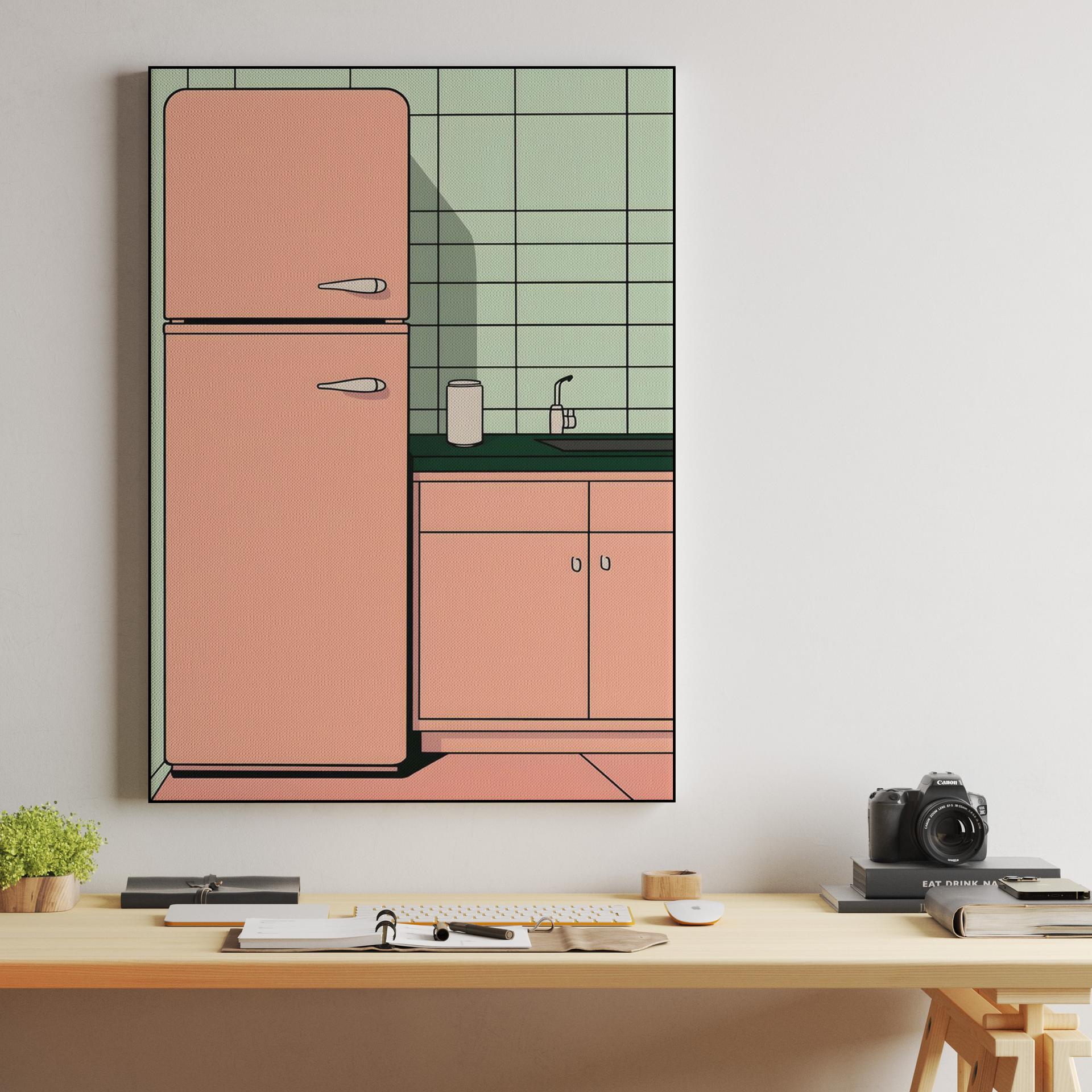 Pastel Pink Retro Kitchen