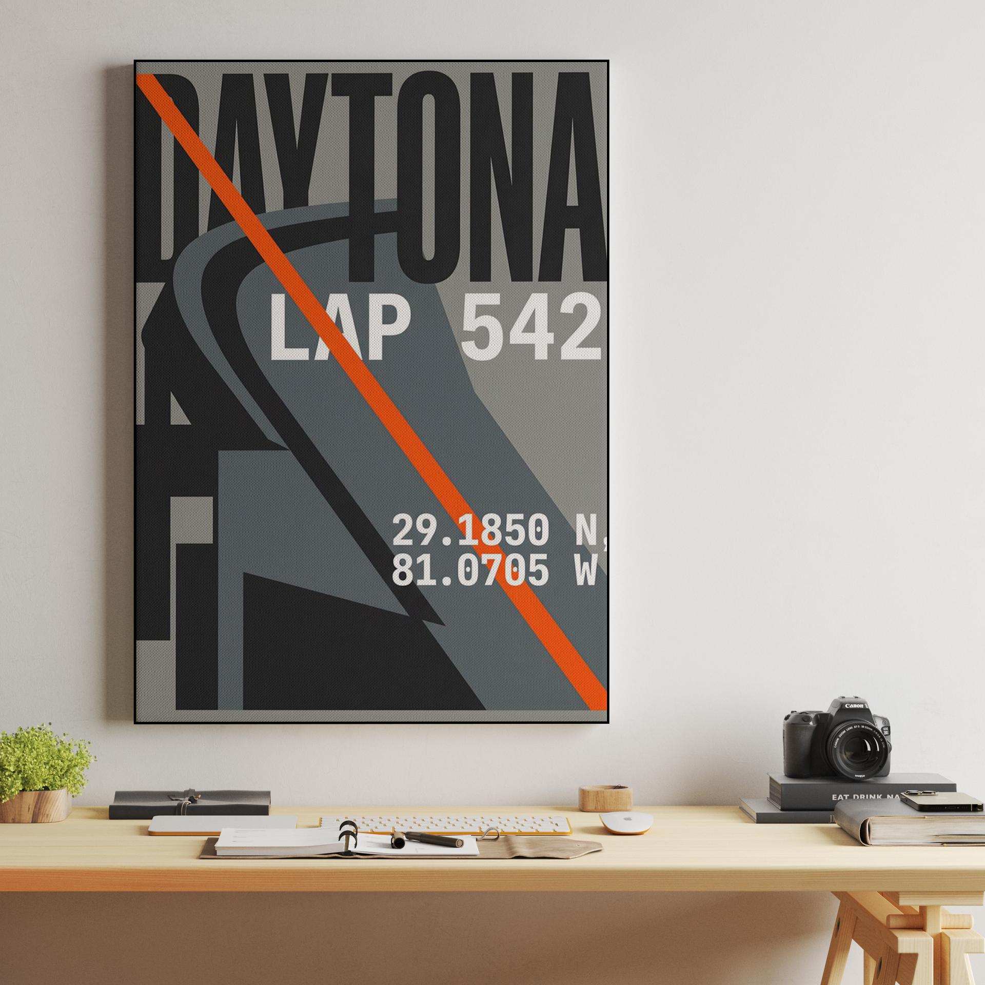 Daytona Coordinates: Lap 542 Minimalist Track Art